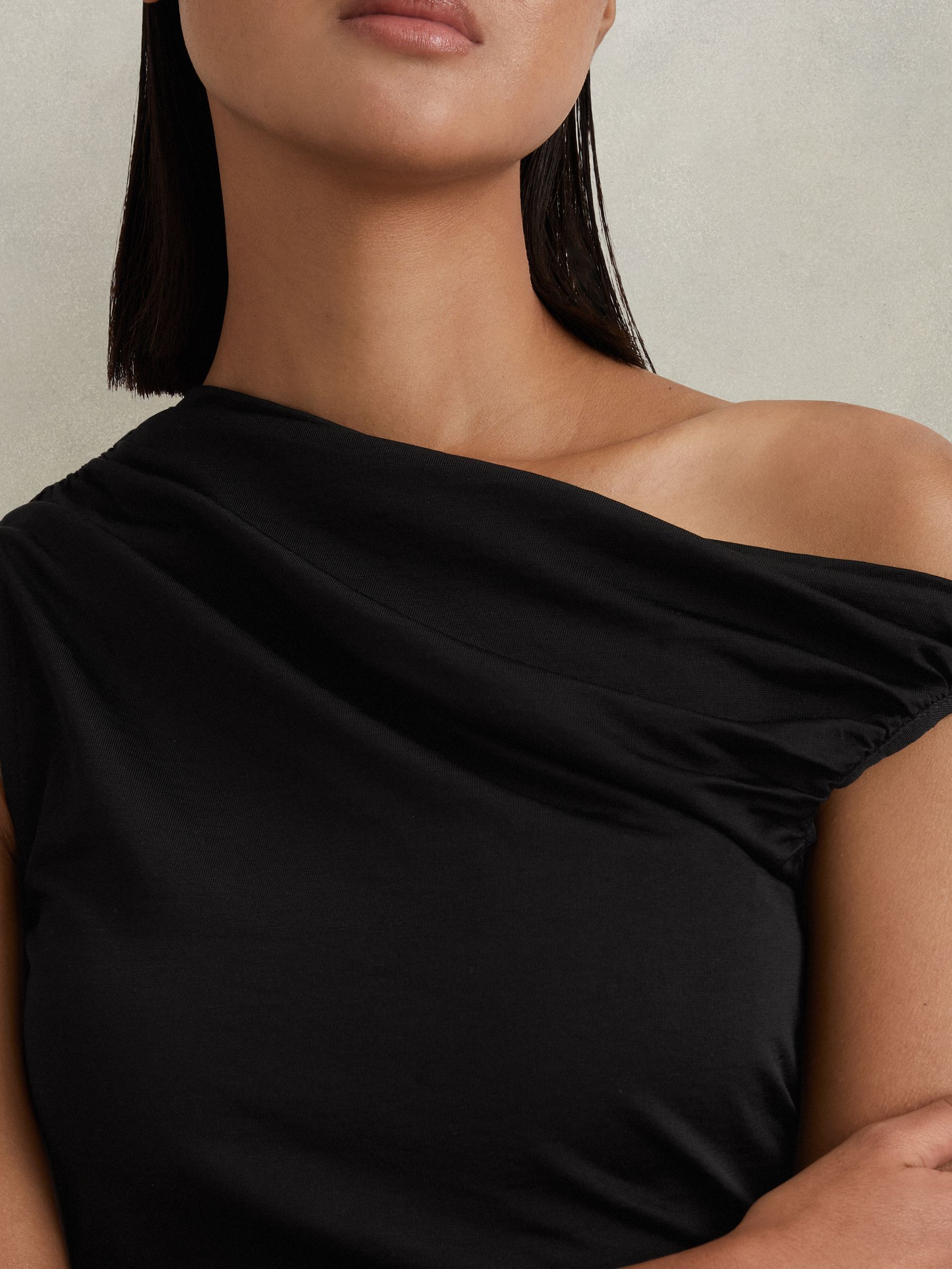 Ruched Off-The-Shoulder Top in Black - Image 4 of 5