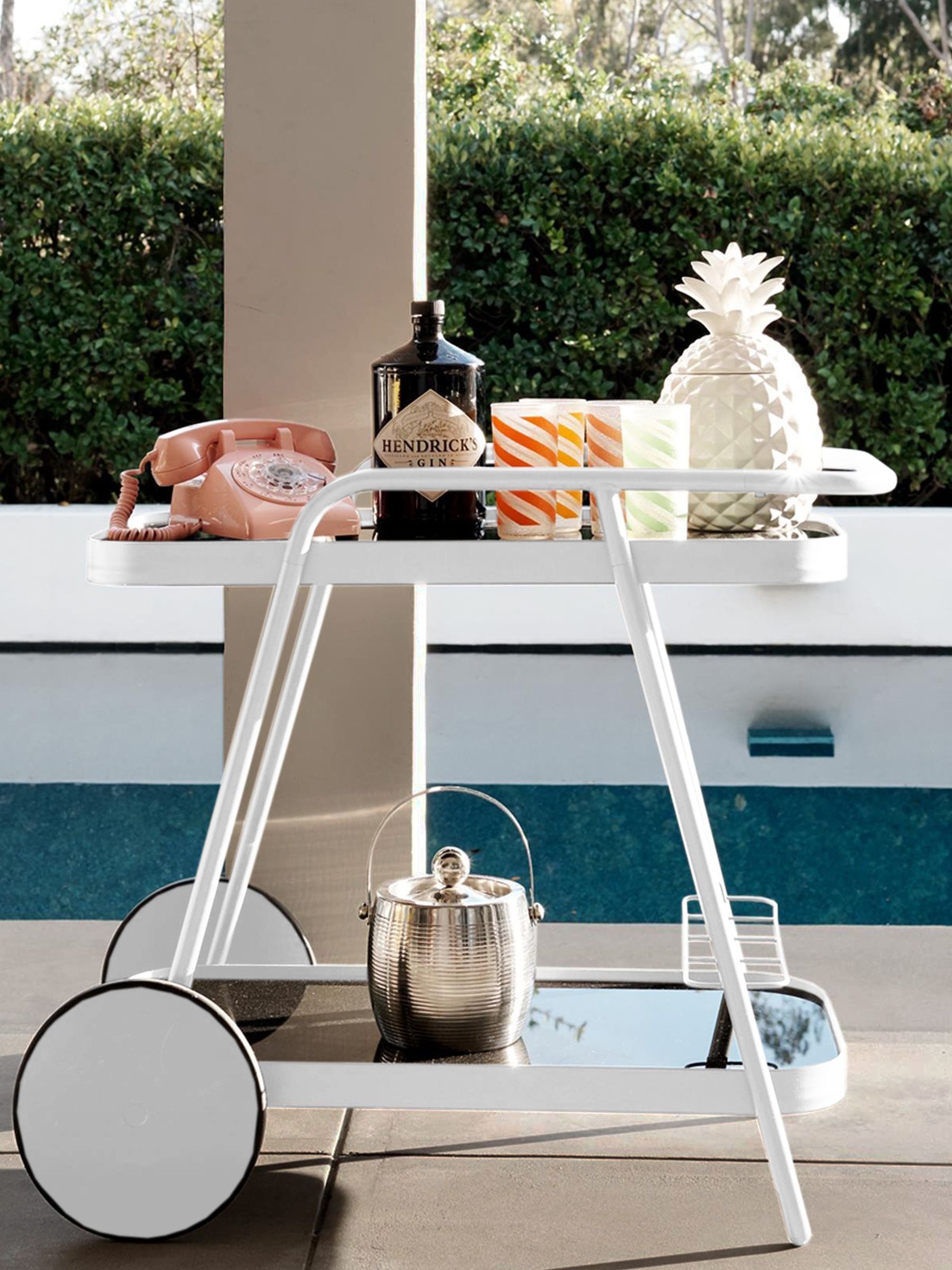 Novogratz White Outdoor Garden Barbie Bar Cart - Image 1 of 4