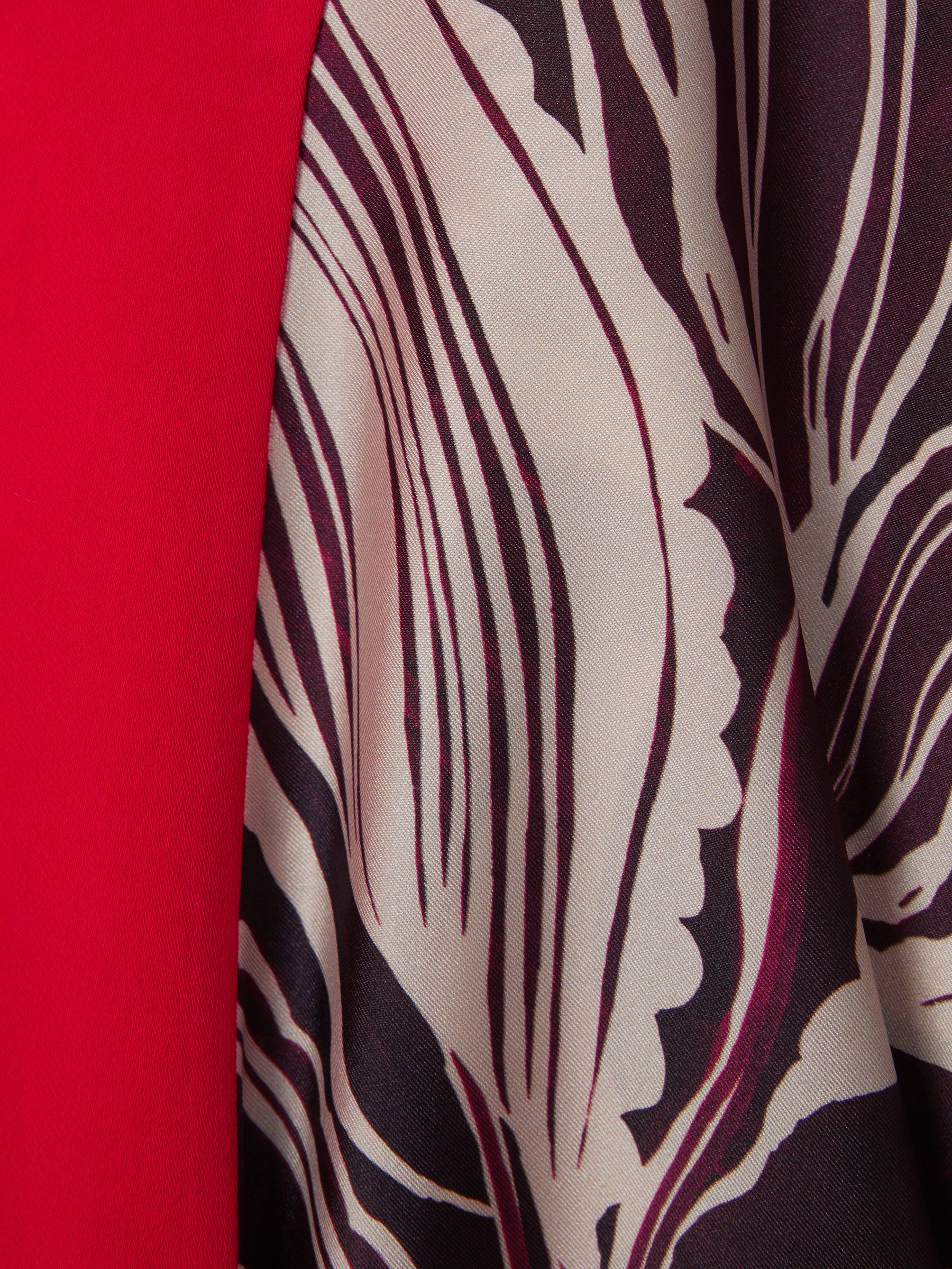 Printed Front Split Midi Dress in Ivory/Burgundy - Image 7 of 7