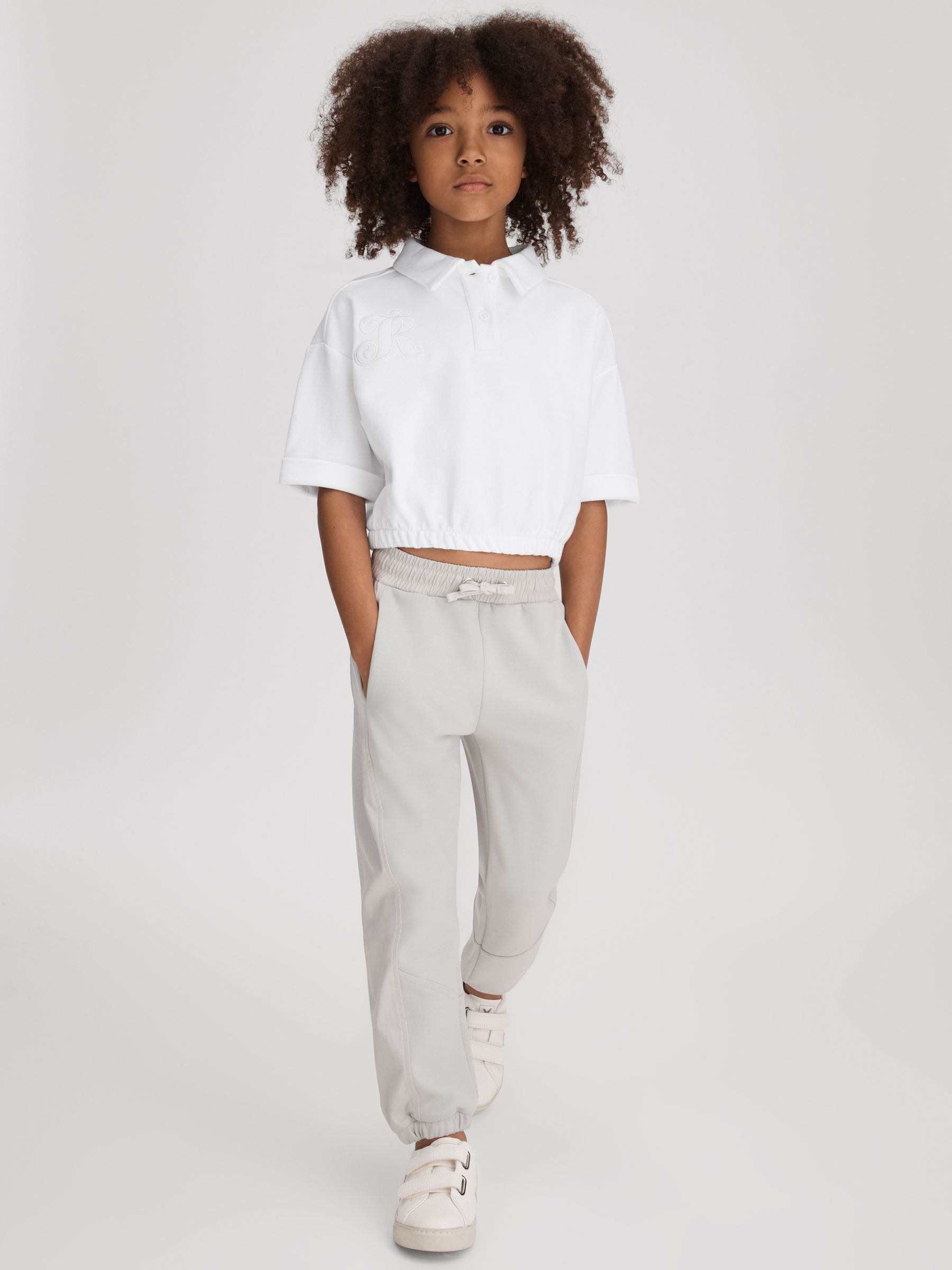4-9 yrs Cotton Cropped Polo Shirt in Ivory - Image 1 of 4