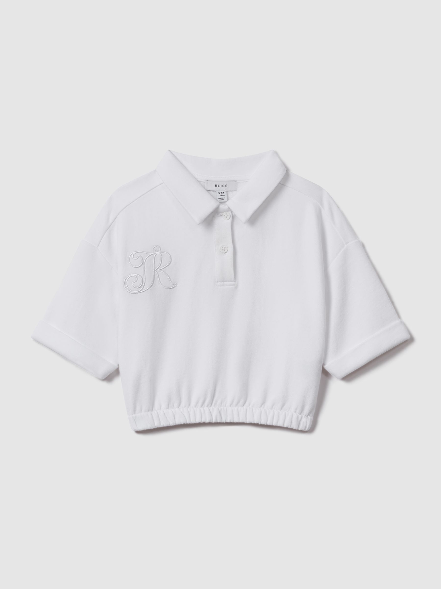 4-9 yrs Cotton Cropped Polo Shirt in Ivory - Image 2 of 4