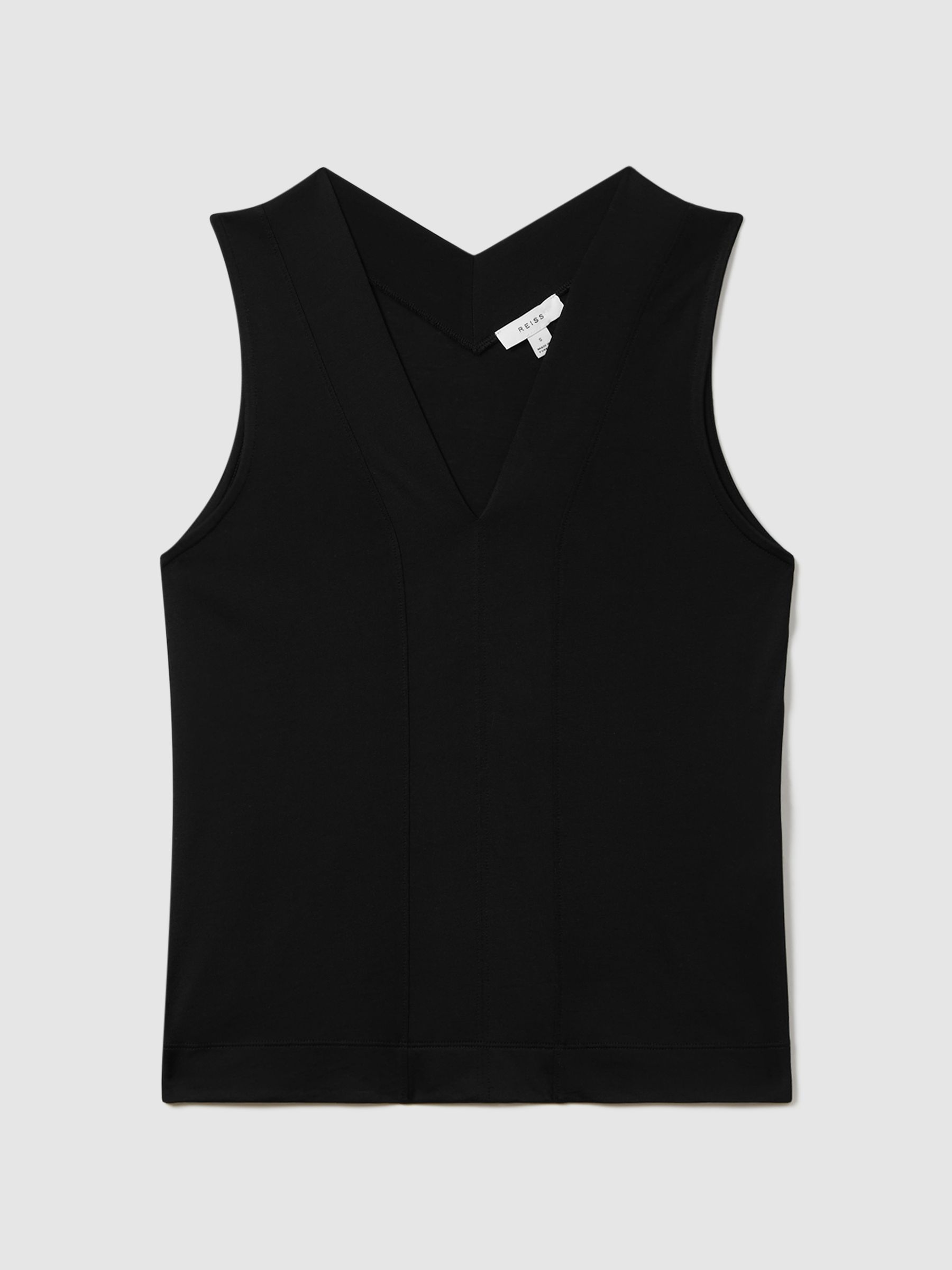V-Neck Shell Top in Black - Image 2 of 7