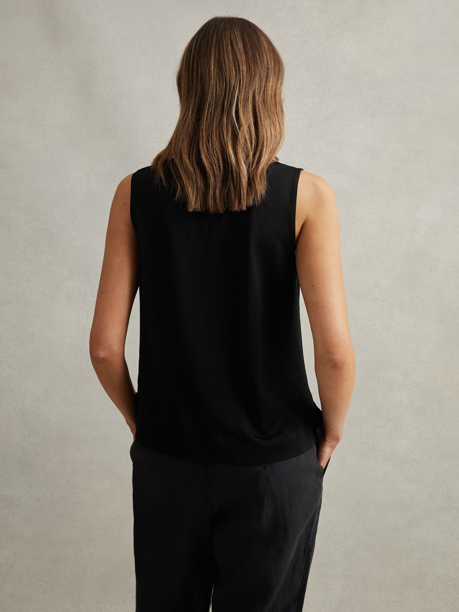 V-Neck Shell Top in Black - Image 6 of 7