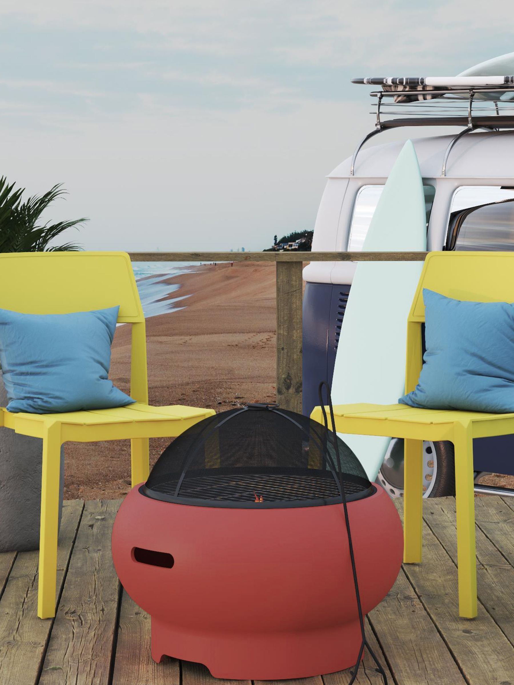 Novogratz Red Garden Outdoor Asher Fire Pit - Image 1 of 5