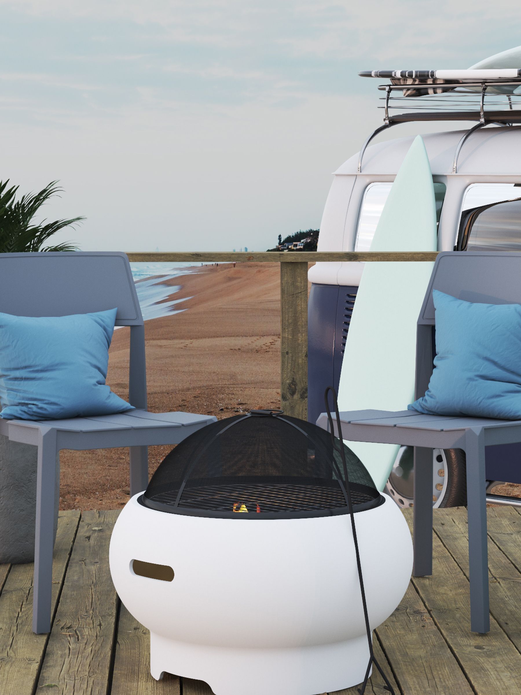 Novogratz White Garden Outdoor Asher Fire Pit - Image 1 of 4