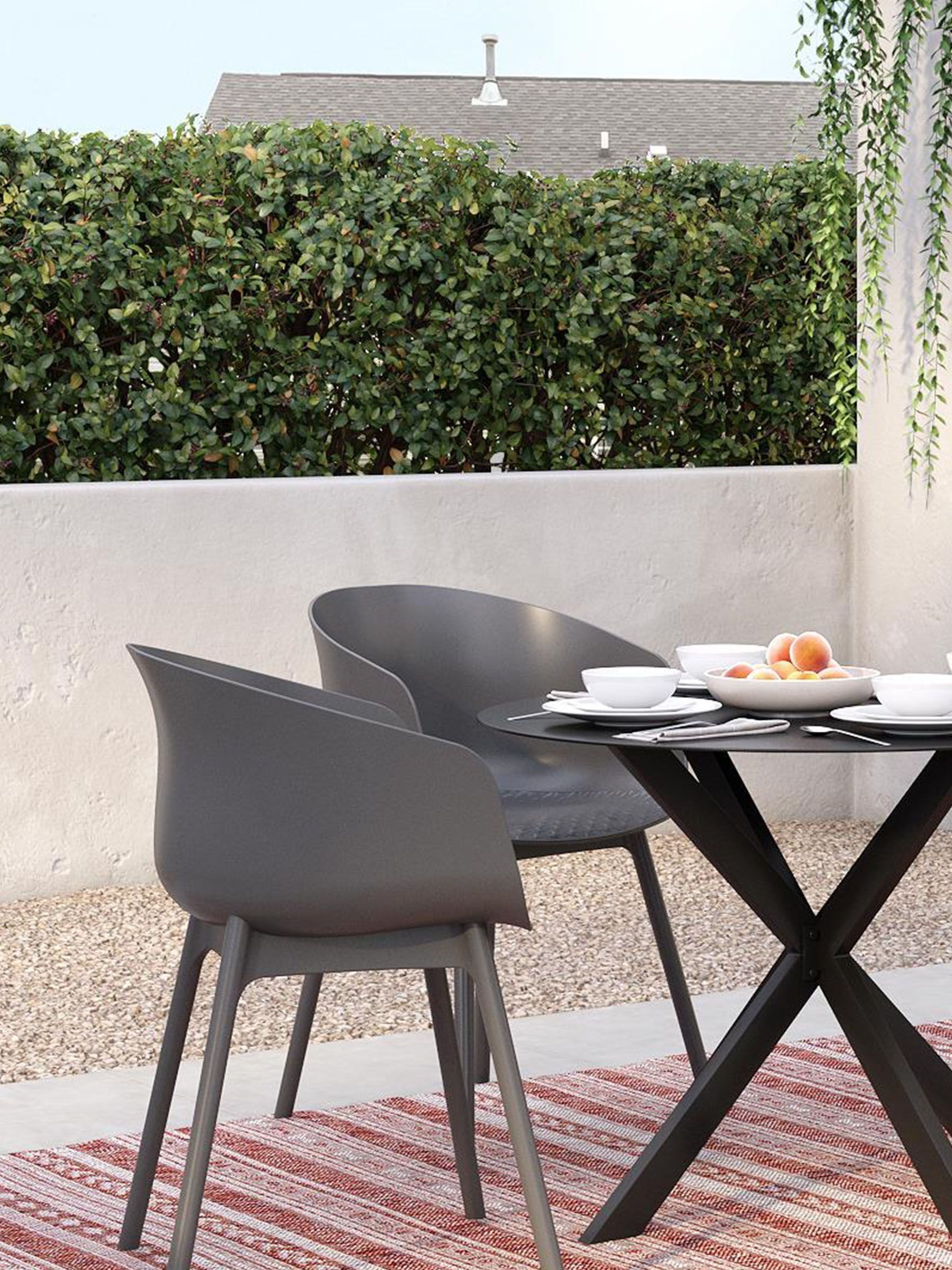 Novogratz Grey York 2 Pack Outdoor XL Garden Dining Chairs - Image 2 of 5