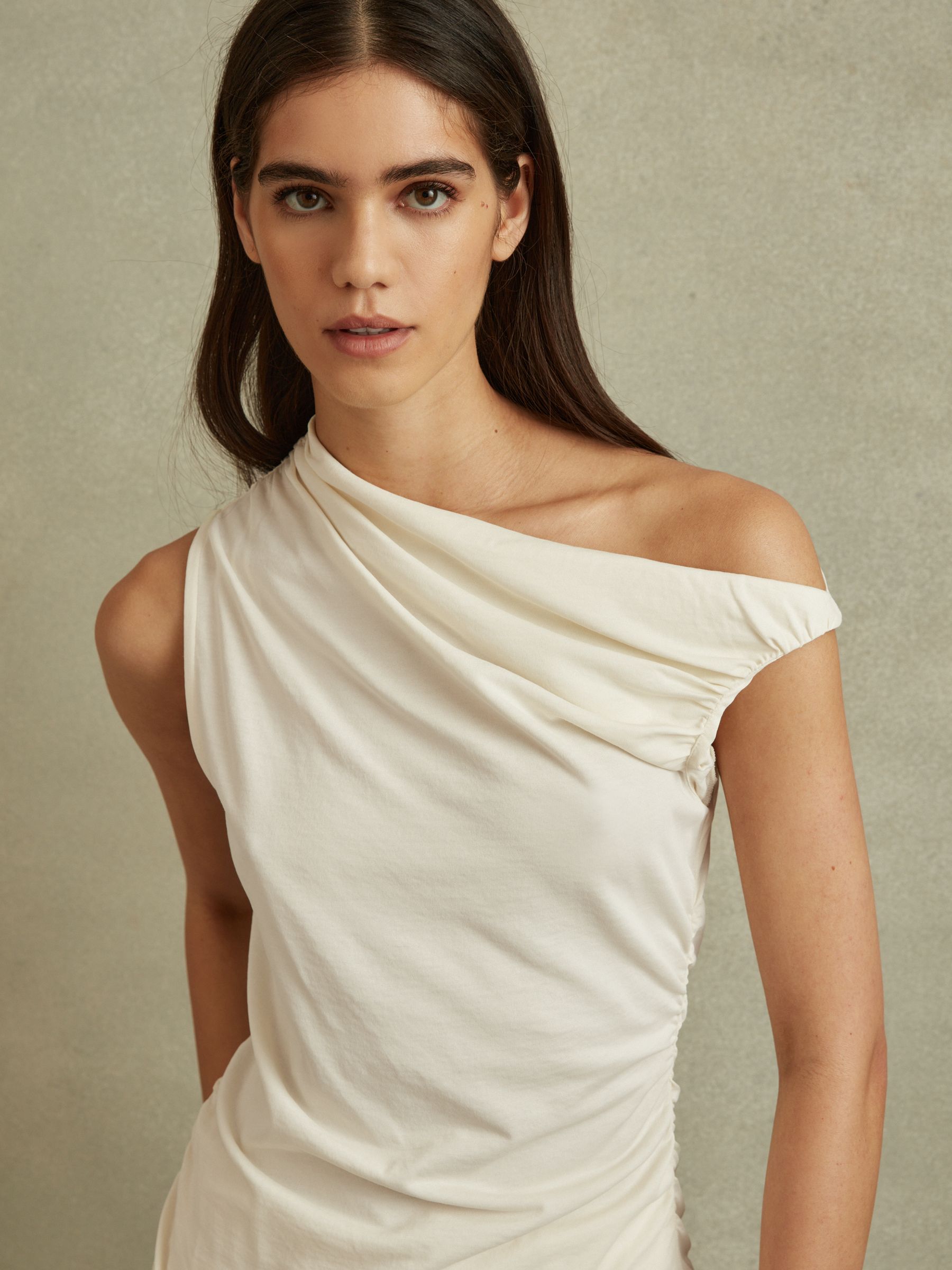 Ruched Off-The-Shoulder Top in Ivory - Image 1 of 4