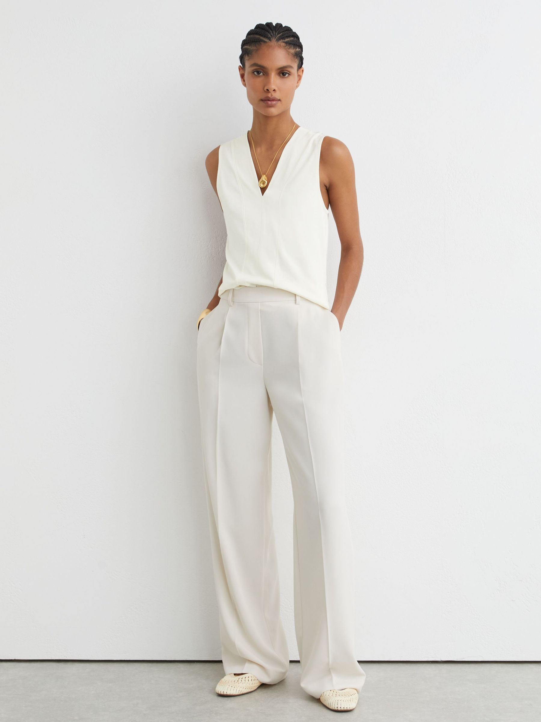 V-Neck Shell Top in Ivory - image 3