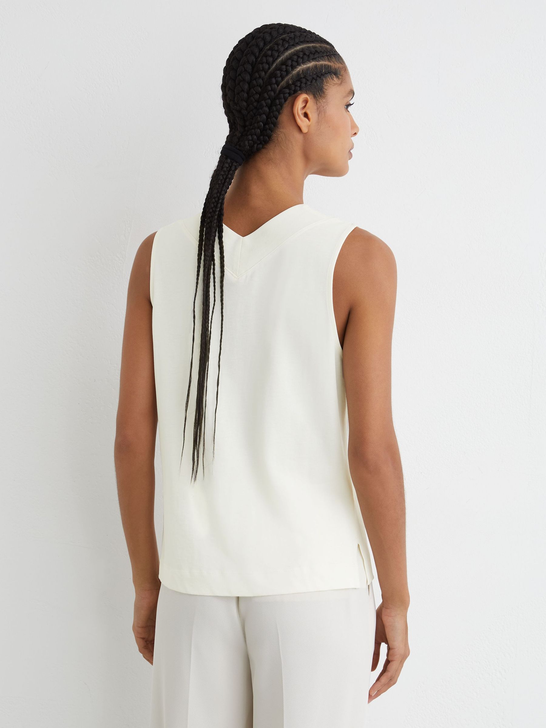 V-Neck Shell Top in Ivory - image 5