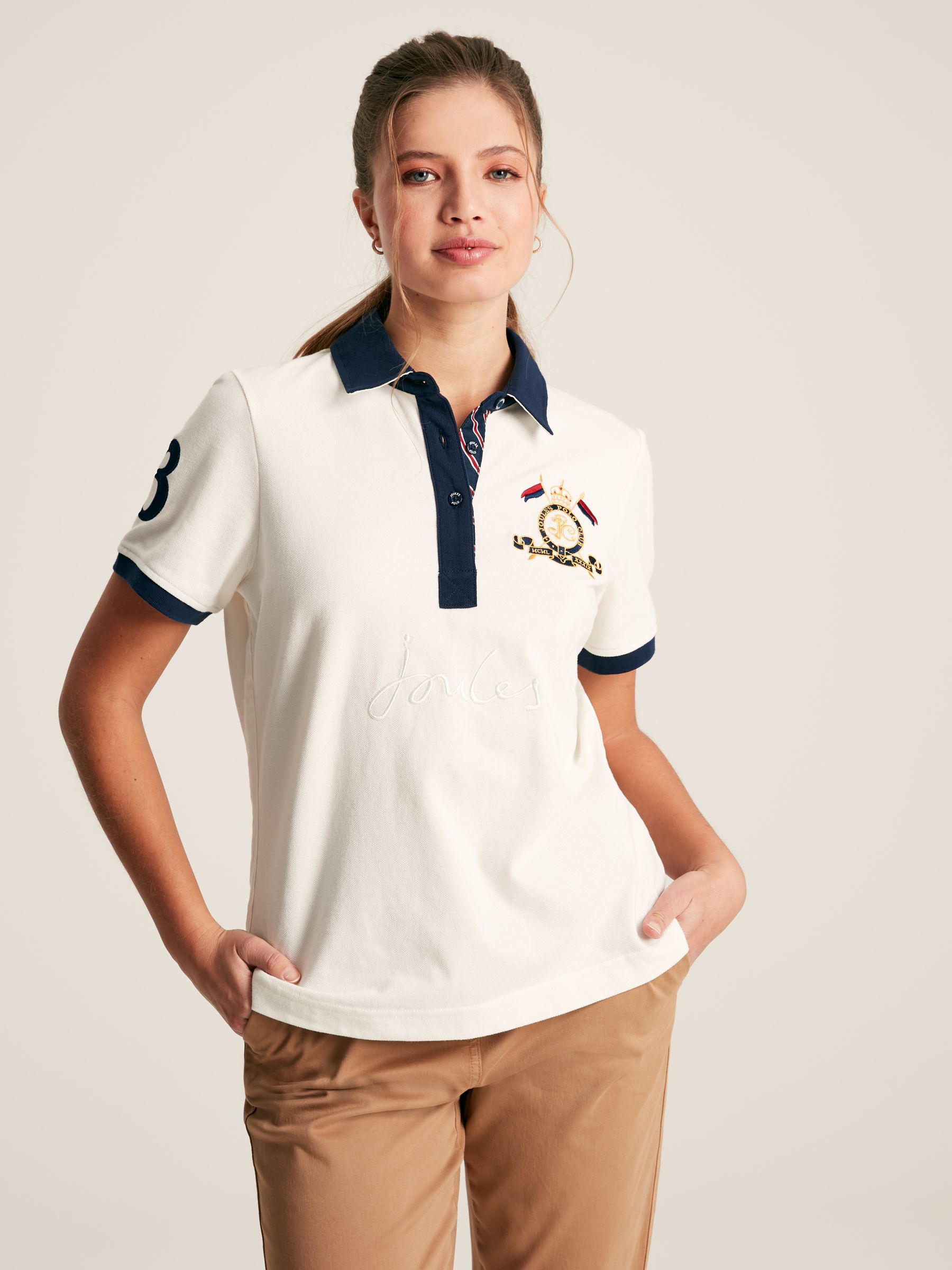 Beaufort Cream Short Sleeve Cotton Polo Shirt - Image 4 of 6
