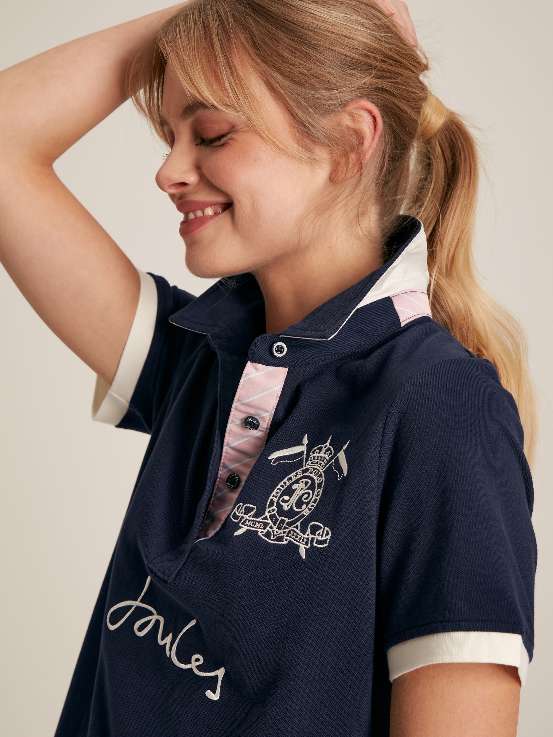 Beaufort Navy Blue Short Sleeve Cotton Polo Shirt - Image 4 of 6