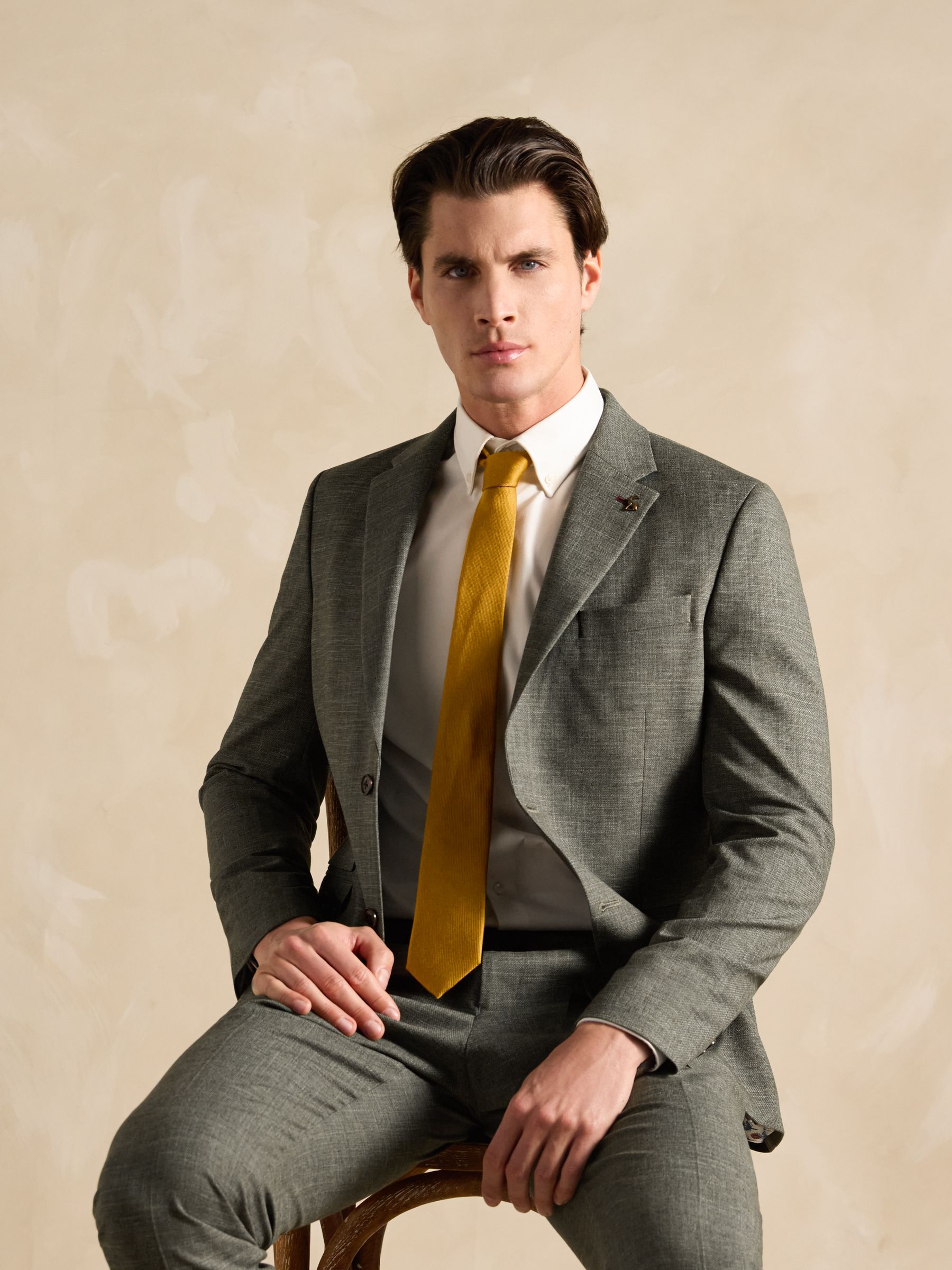 Green Slim Textured Suit Jacket - Image 3 of 8