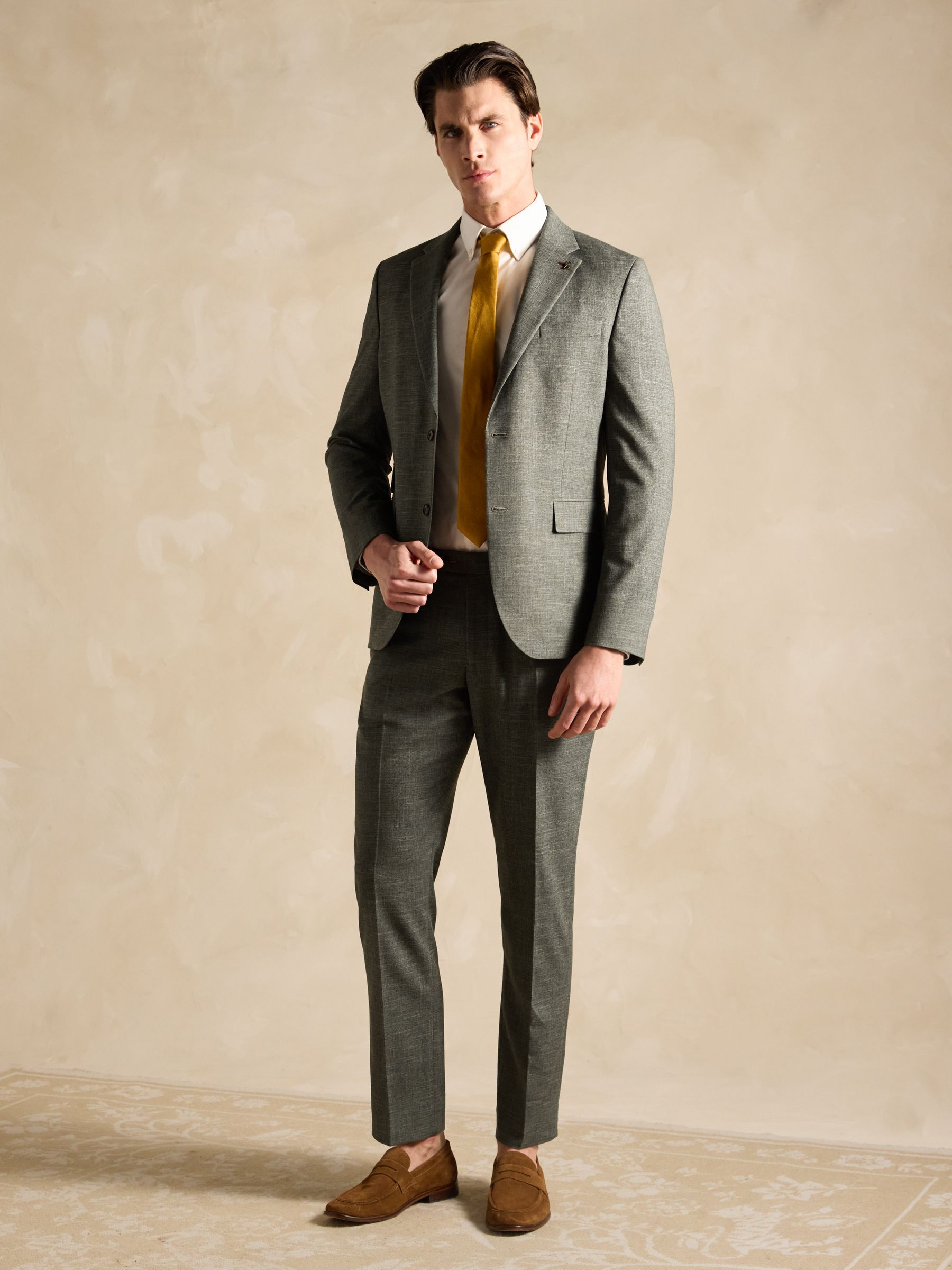 Green Slim Textured Suit Jacket - Image 5 of 8