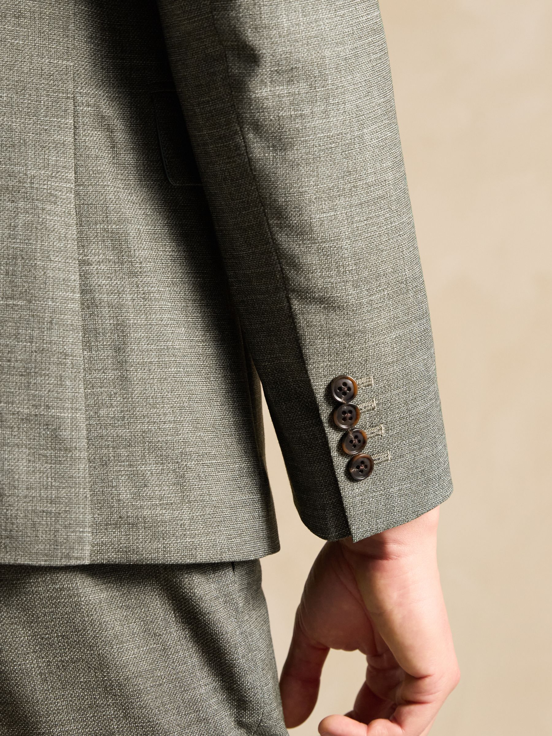 Green Slim Textured Suit Jacket - Image 7 of 8