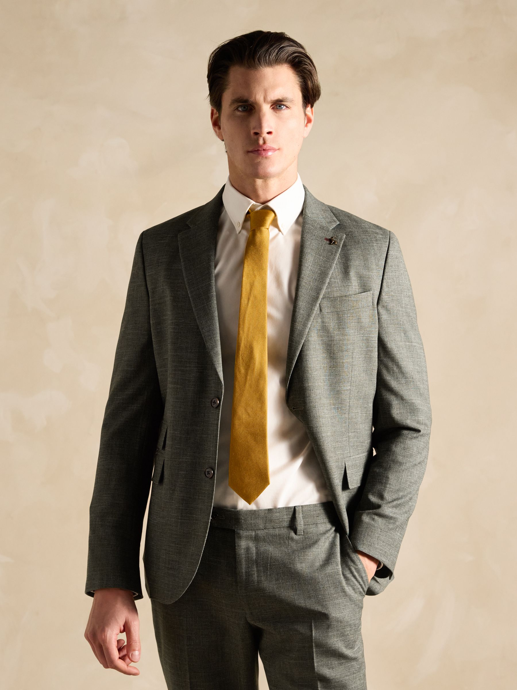 Green Slim Textured Suit Jacket - Image 8 of 8
