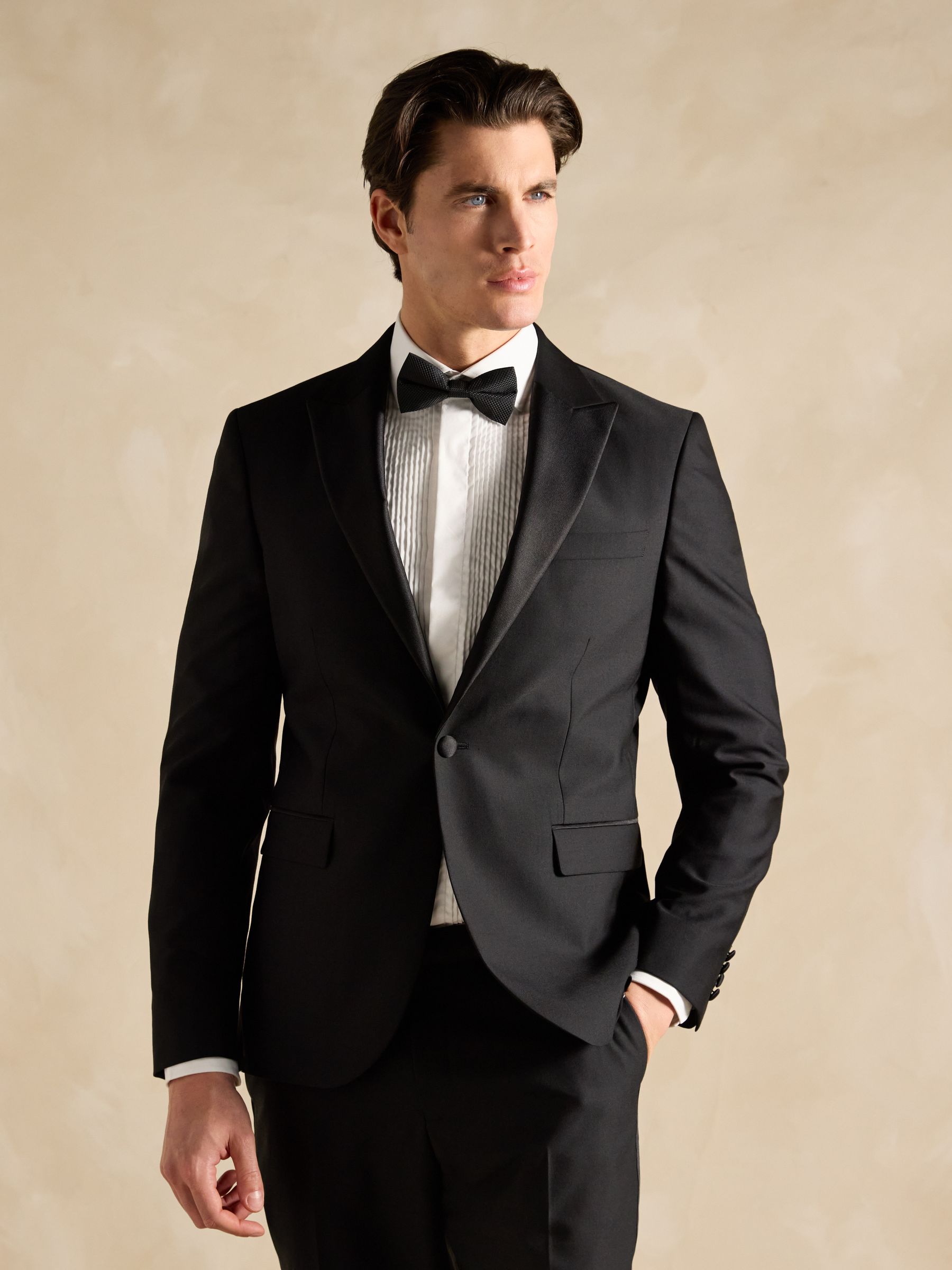 Black Slim Fit Tuxedo Suit Jacket - Image 1 of 12