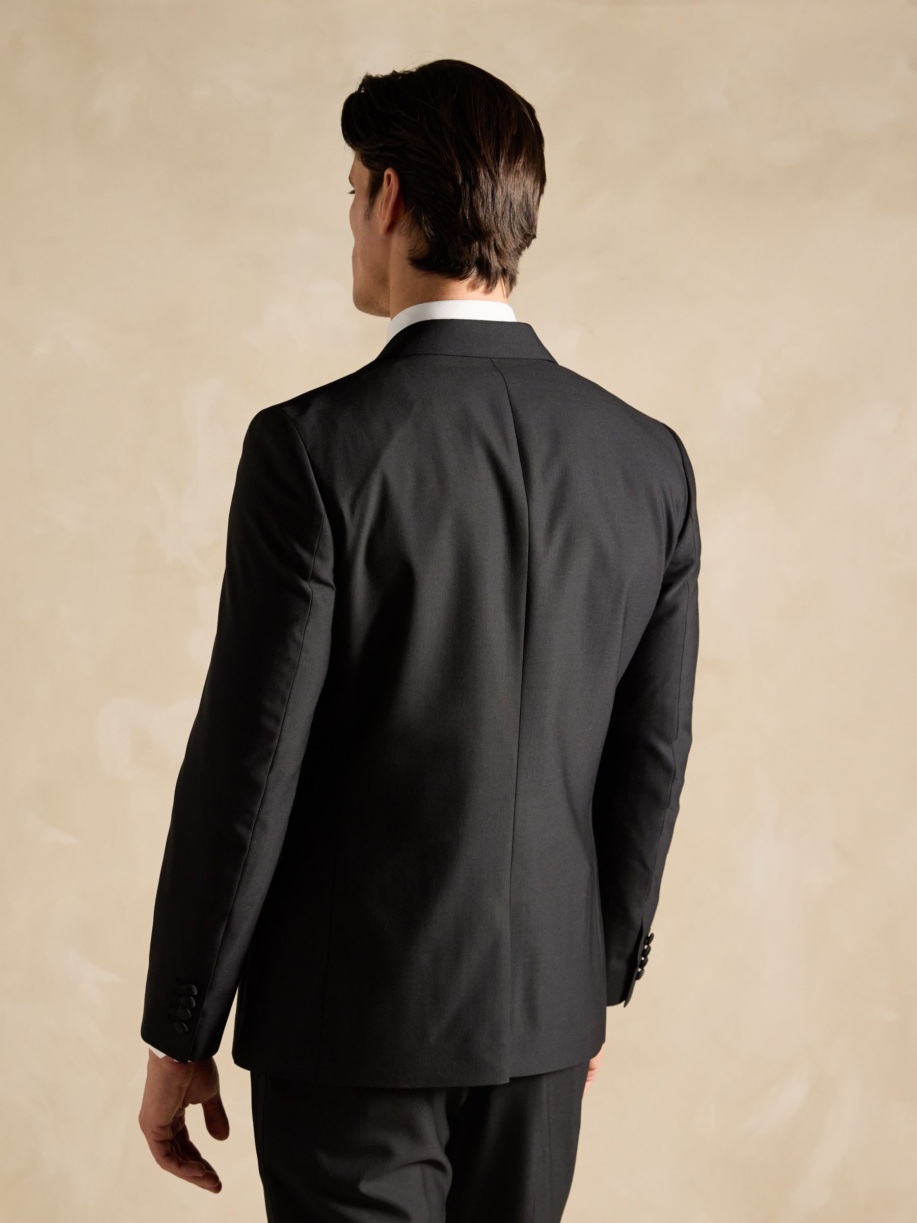 Black Slim Fit Tuxedo Suit Jacket - Image 2 of 12