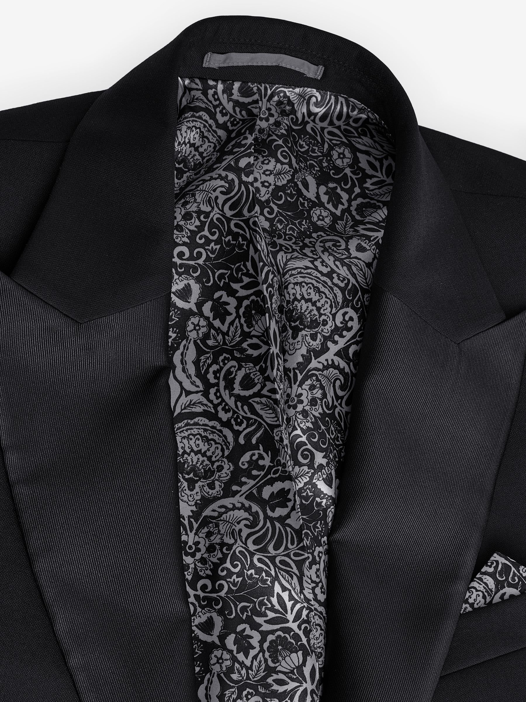 Black Slim Fit Tuxedo Suit Jacket - Image 9 of 12