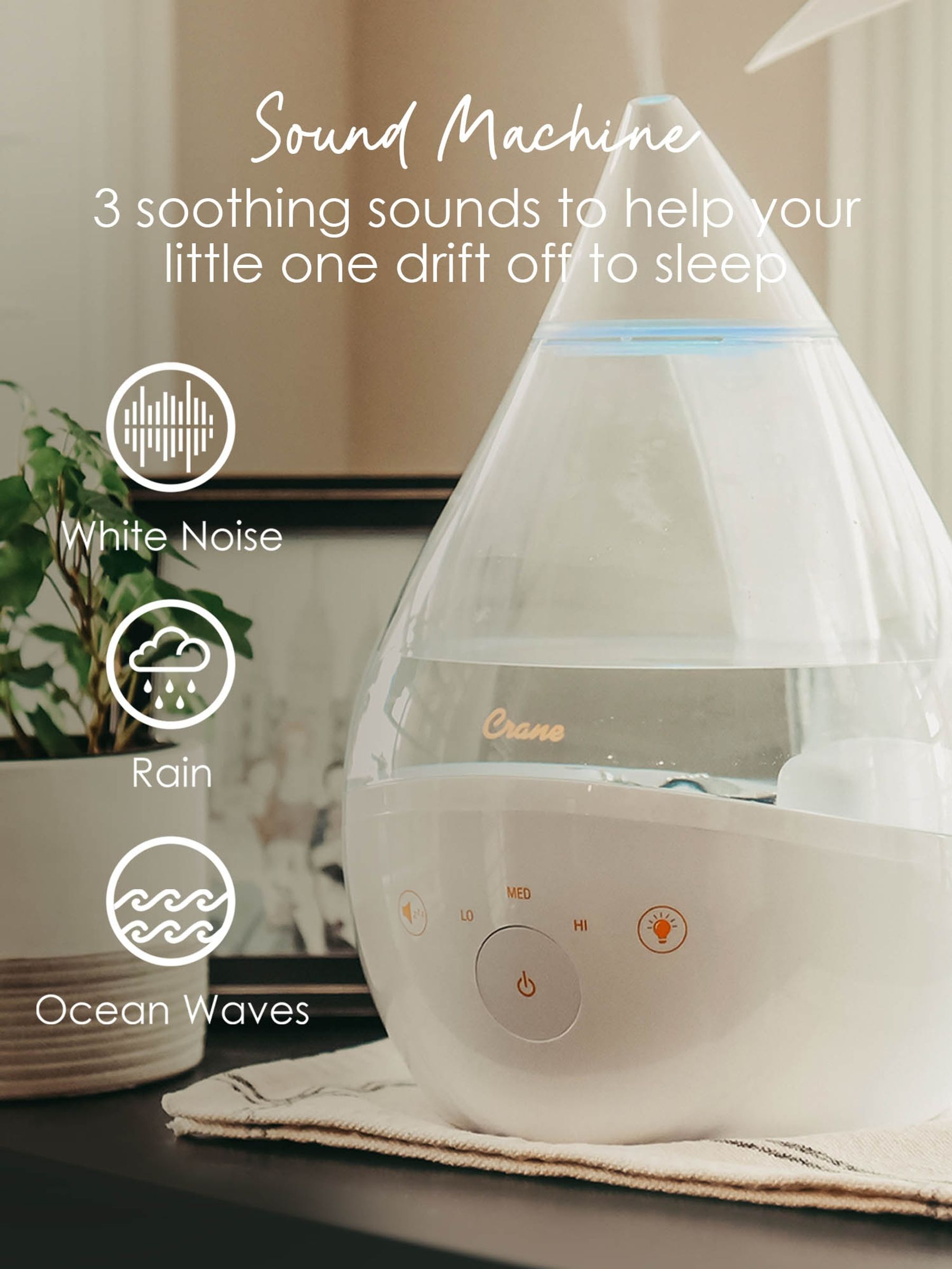 Crane 4-in-1 Top Fill Humidifier with Sound Machine - Image 2 of 8