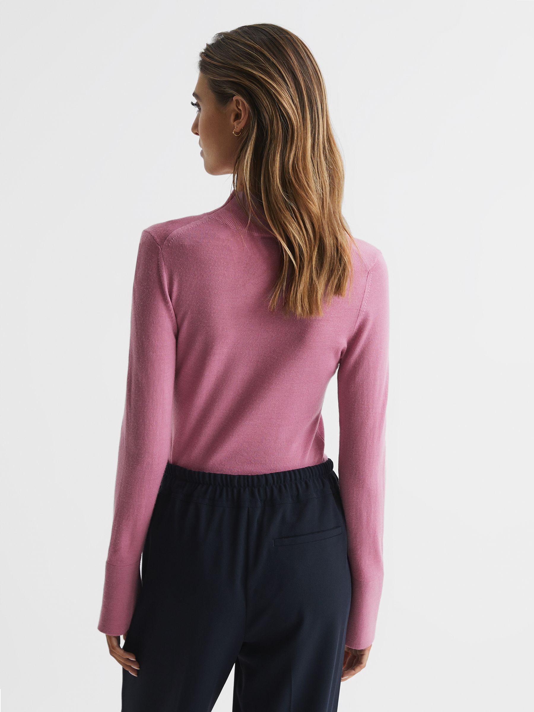 Merino Wool Split Sleeve Jumper in Pink - Image 5 of 5