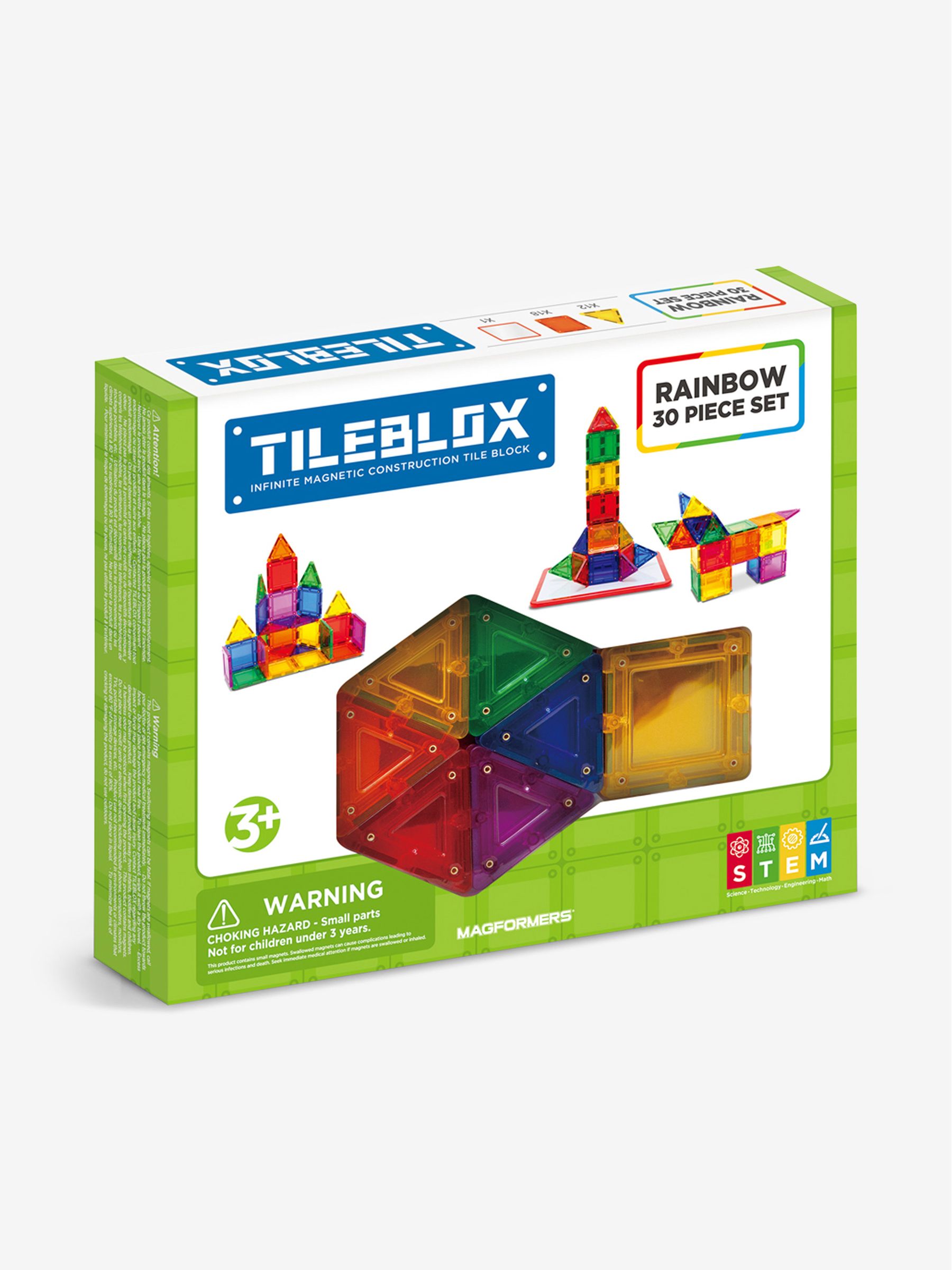 Tileblox Rainbow 30 Piece Magnetic Tile Construction Set - Image 2 of 7