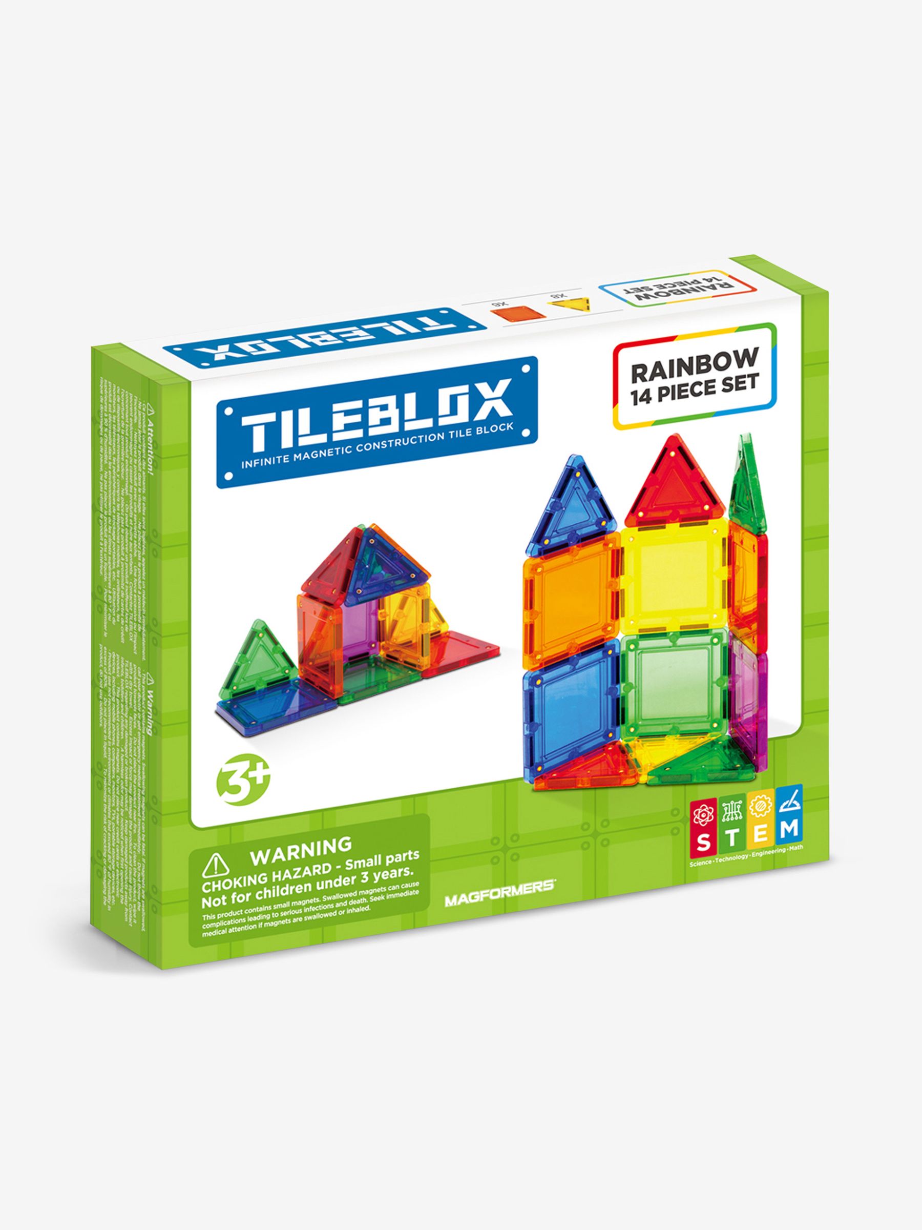 Tileblox Rainbow 14 Piece Magnetic Tile Construction Set - Image 2 of 6