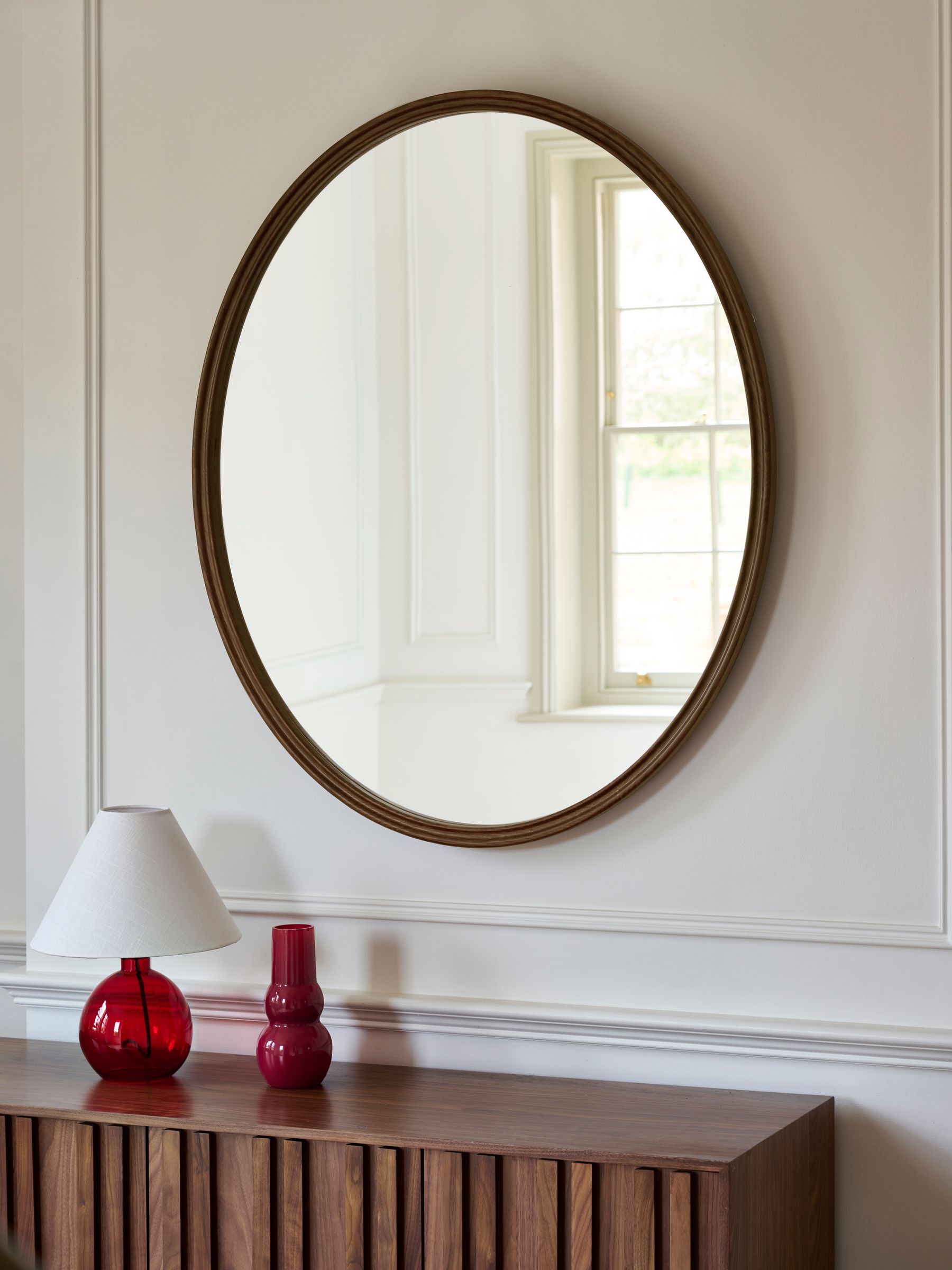 Jasper Conran London Wood Ripple Edge Oval Mirror - Image 2 of 4