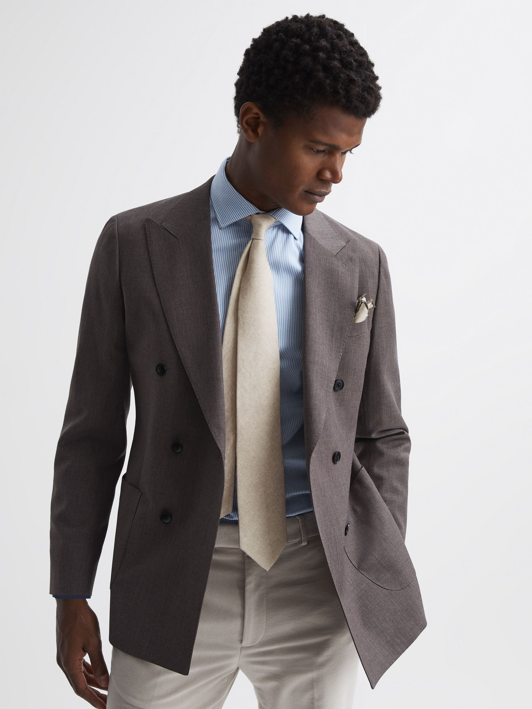 Wool-Silk Blend Tie in Oatmeal - Image 2 of 4