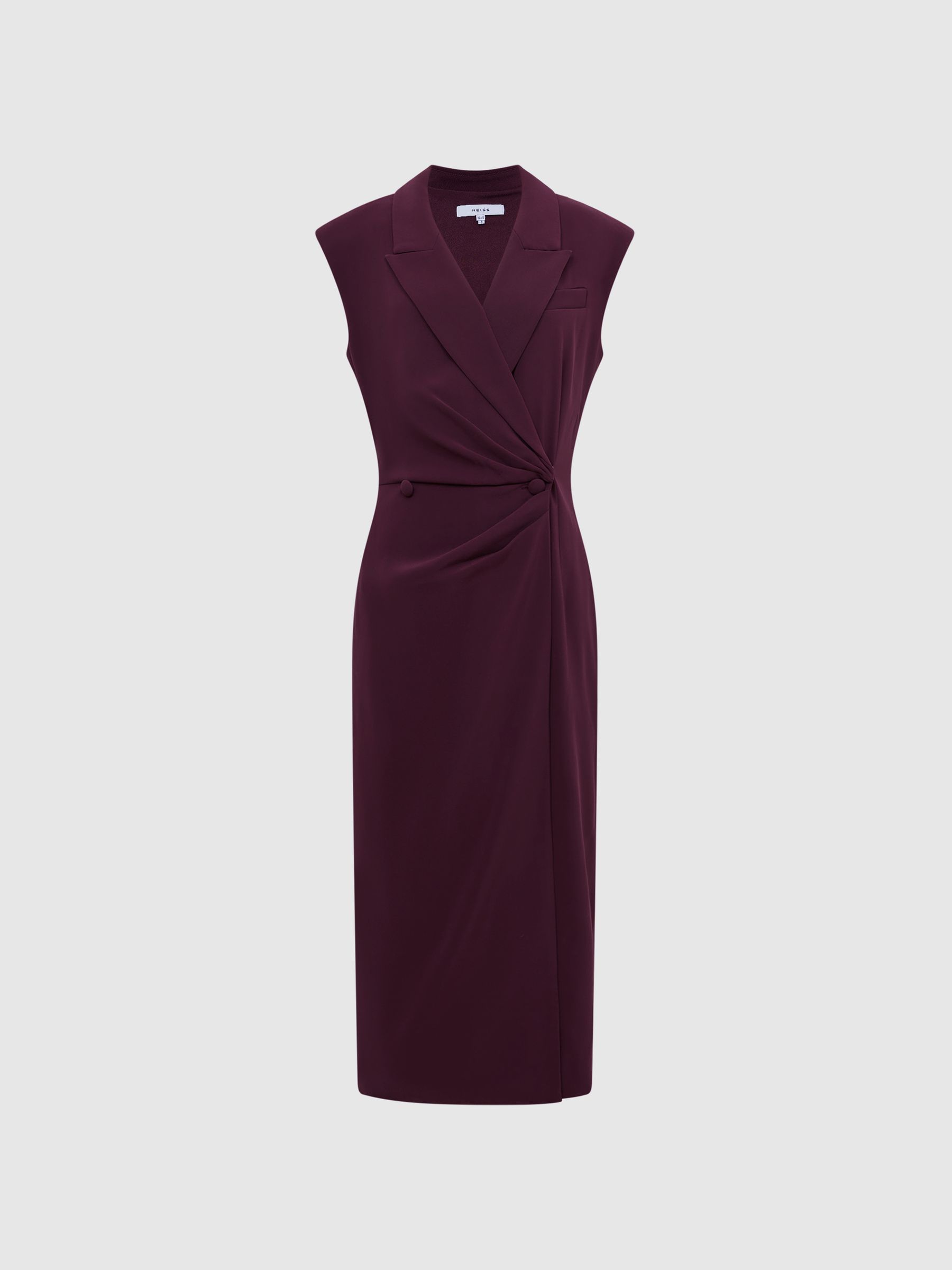 Tuxedo Bodycon Midi Dress in Burgundy - Image 2 of 6 Tuxedo Bodycon Midi Dress in Burgundy - Image 2 of 6