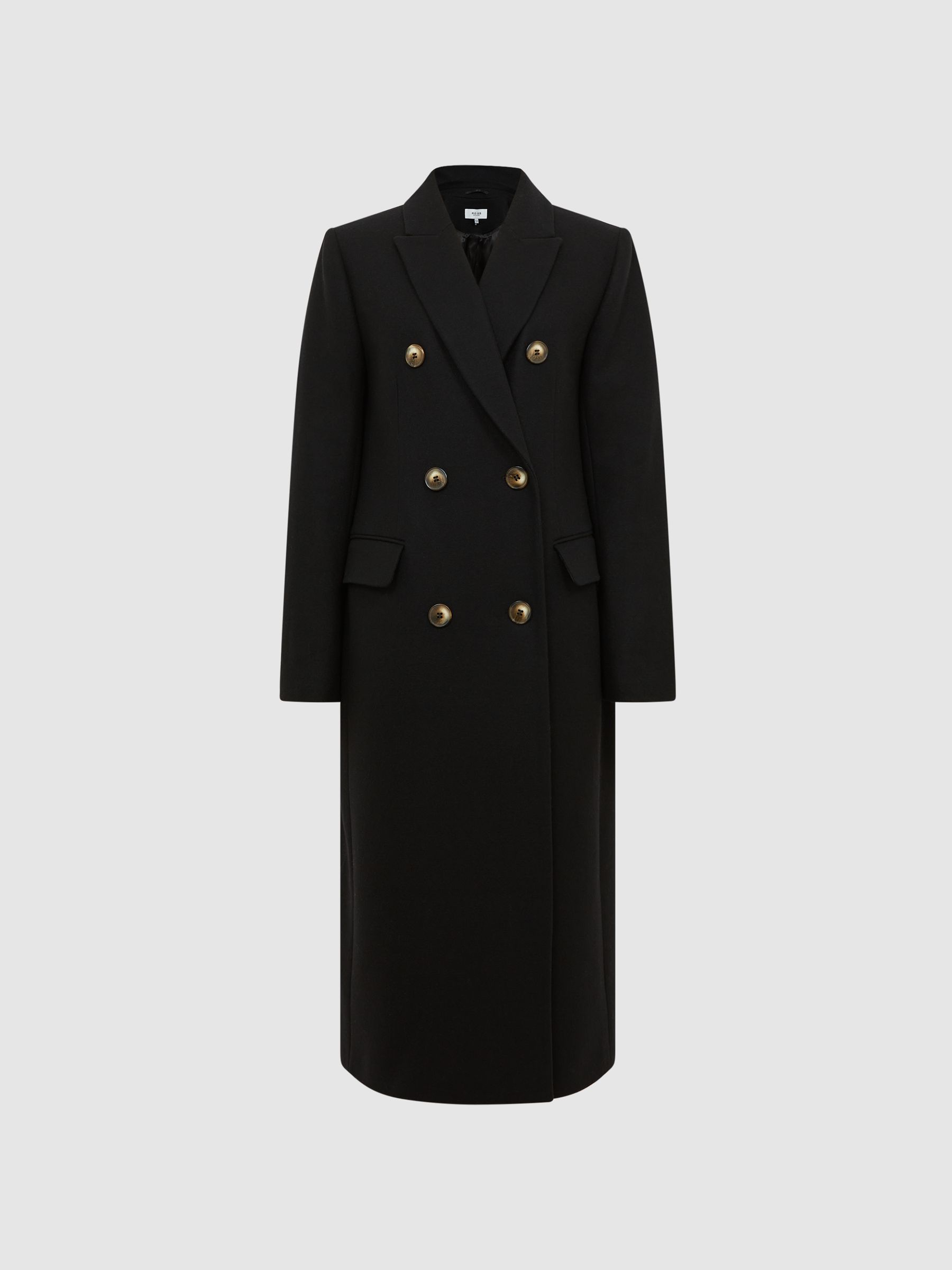 Longline Double Breasted Formal Coat in Black - Image 2 of 7