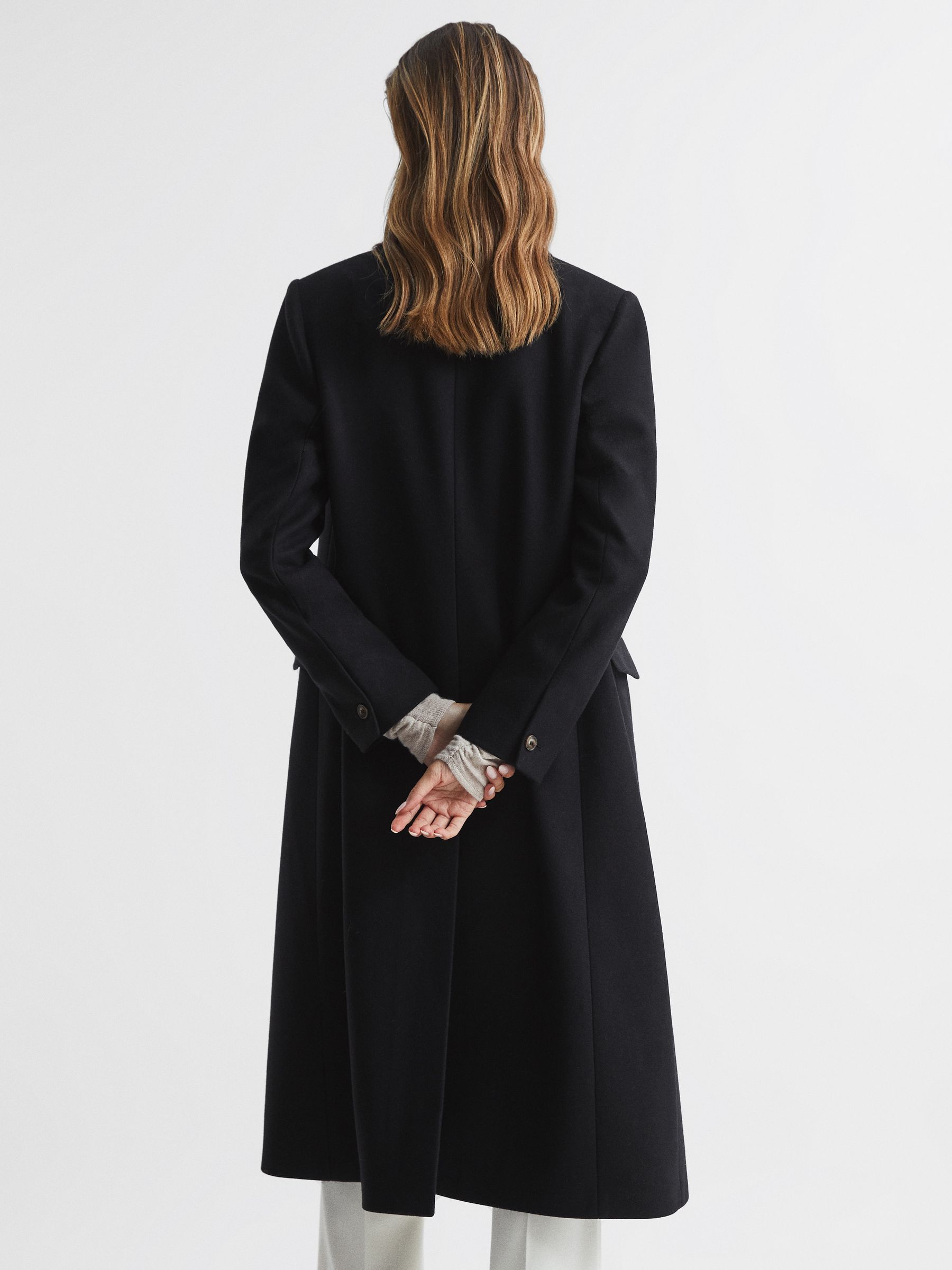 Longline Double Breasted Formal Coat in Black - Image 5 of 7