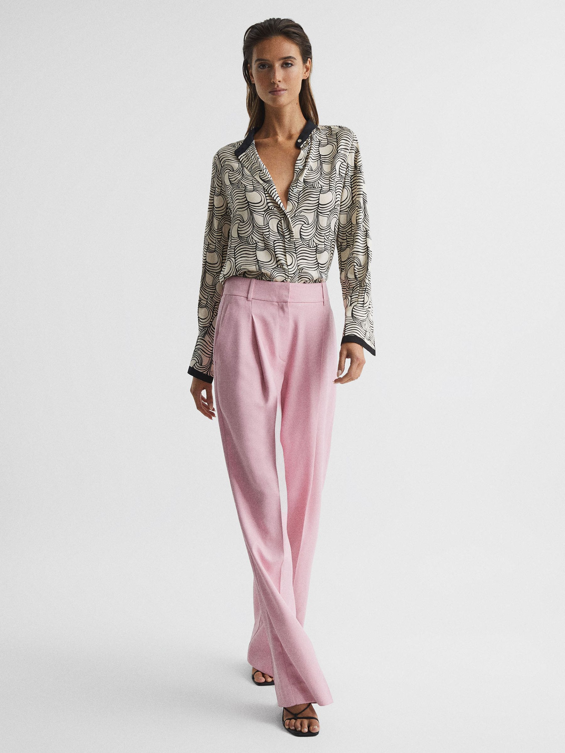 Swirl Print Shirt Blouse in Cream/Black - Image 3 of 7