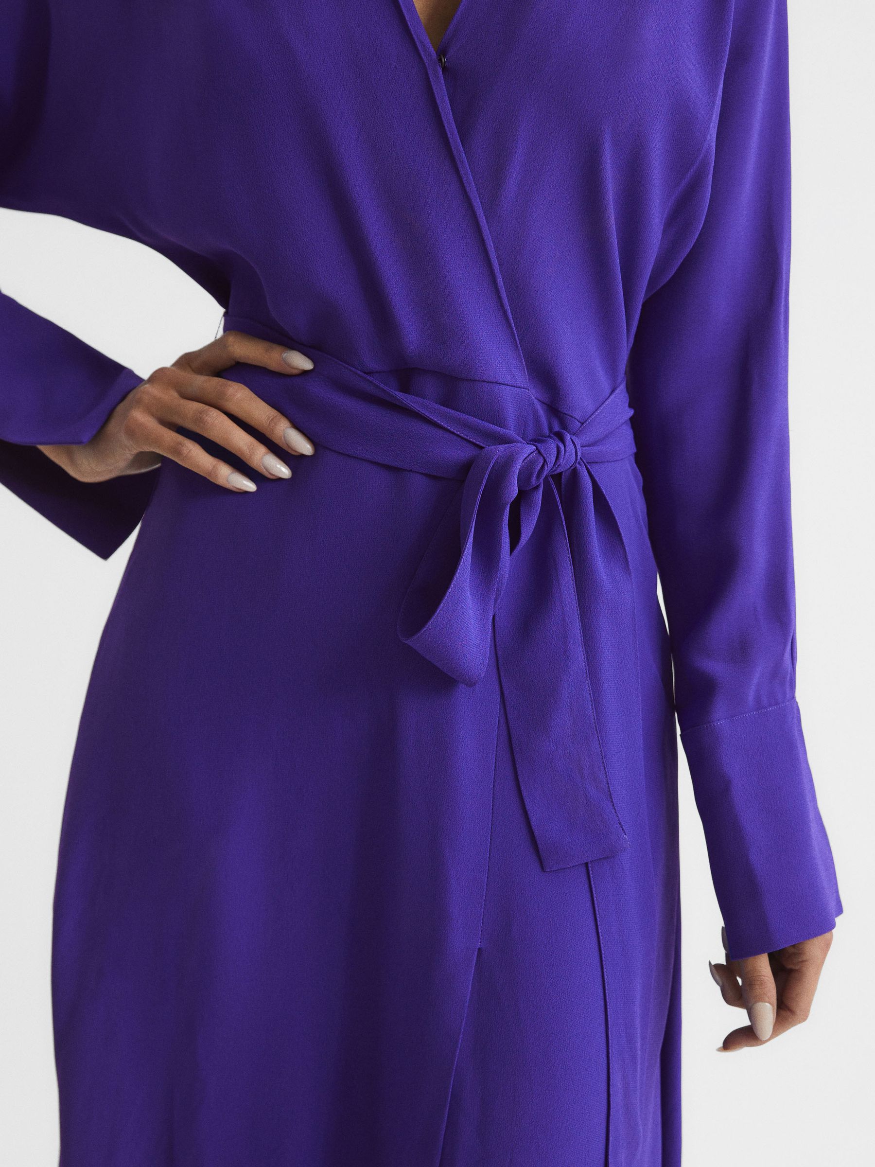 reiss cecily midi shirt dress Reiss Wrap Shirt Midi Dress in Purple