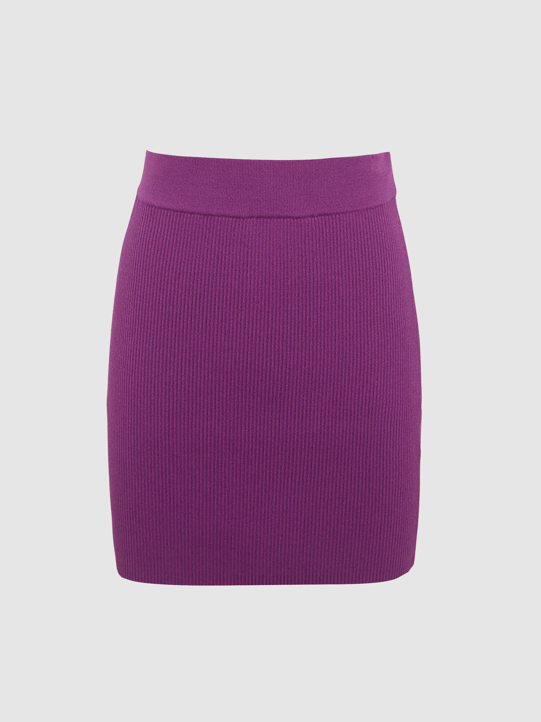 Knitted Co-ord Mini Skirt in Magenta - Image 2 of 5