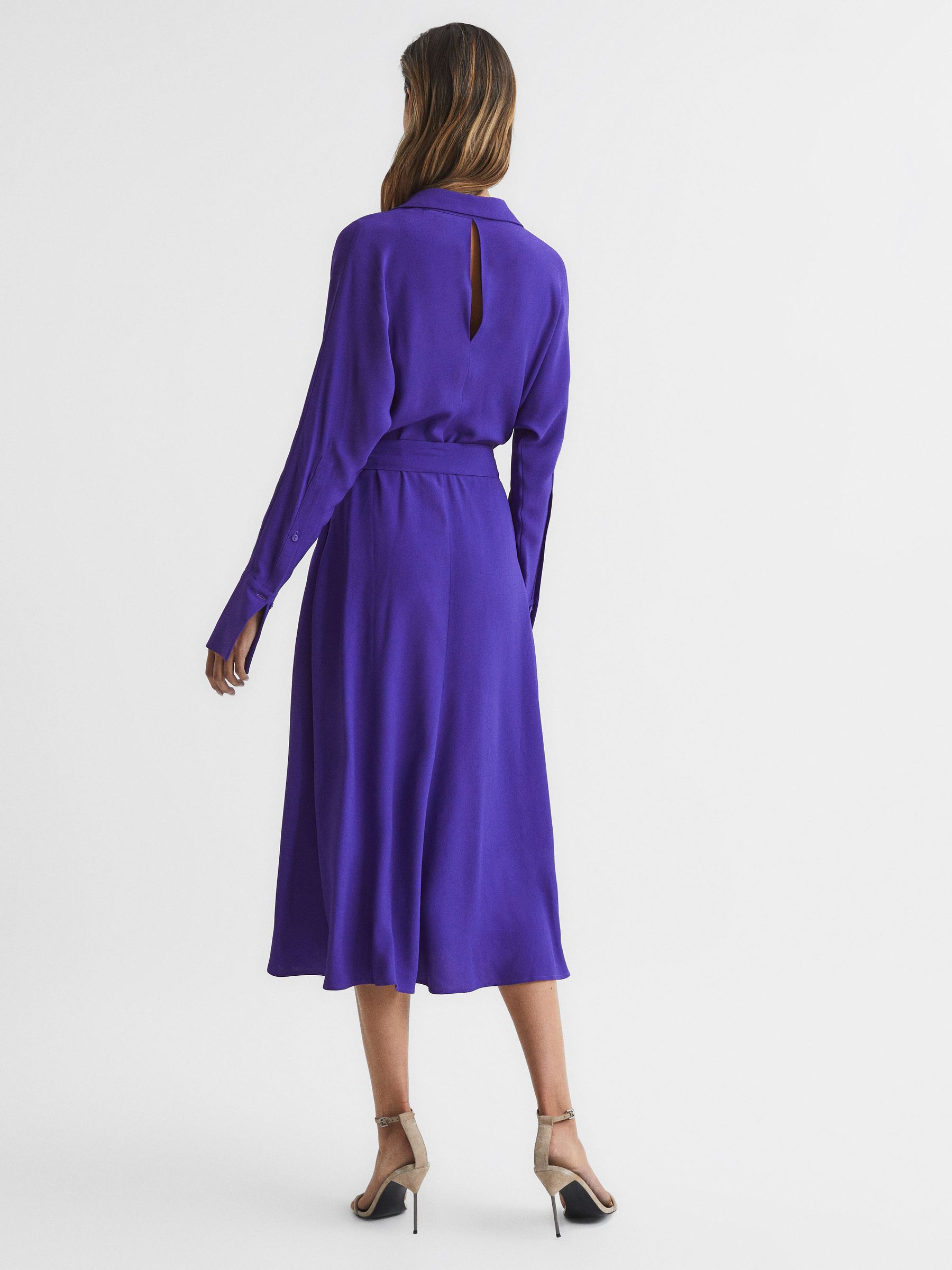 Petite Wrap Shirt Midi Dress in Purple - Image 5 of 8