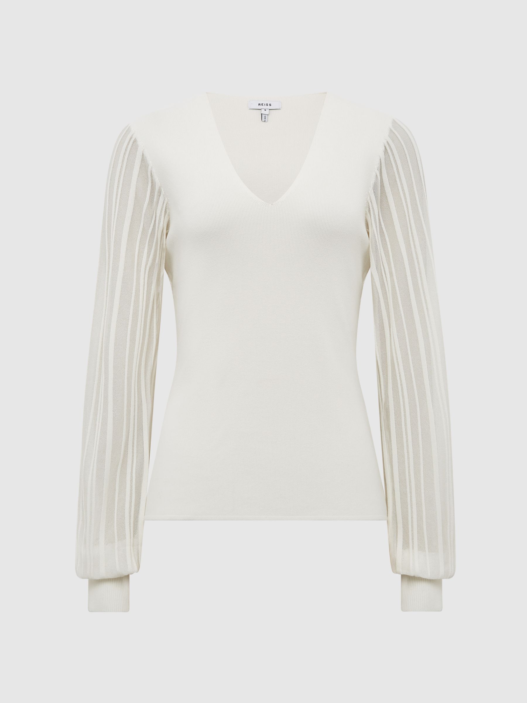 Sheer Sleeve Top in Ivory - Image 2 of 7