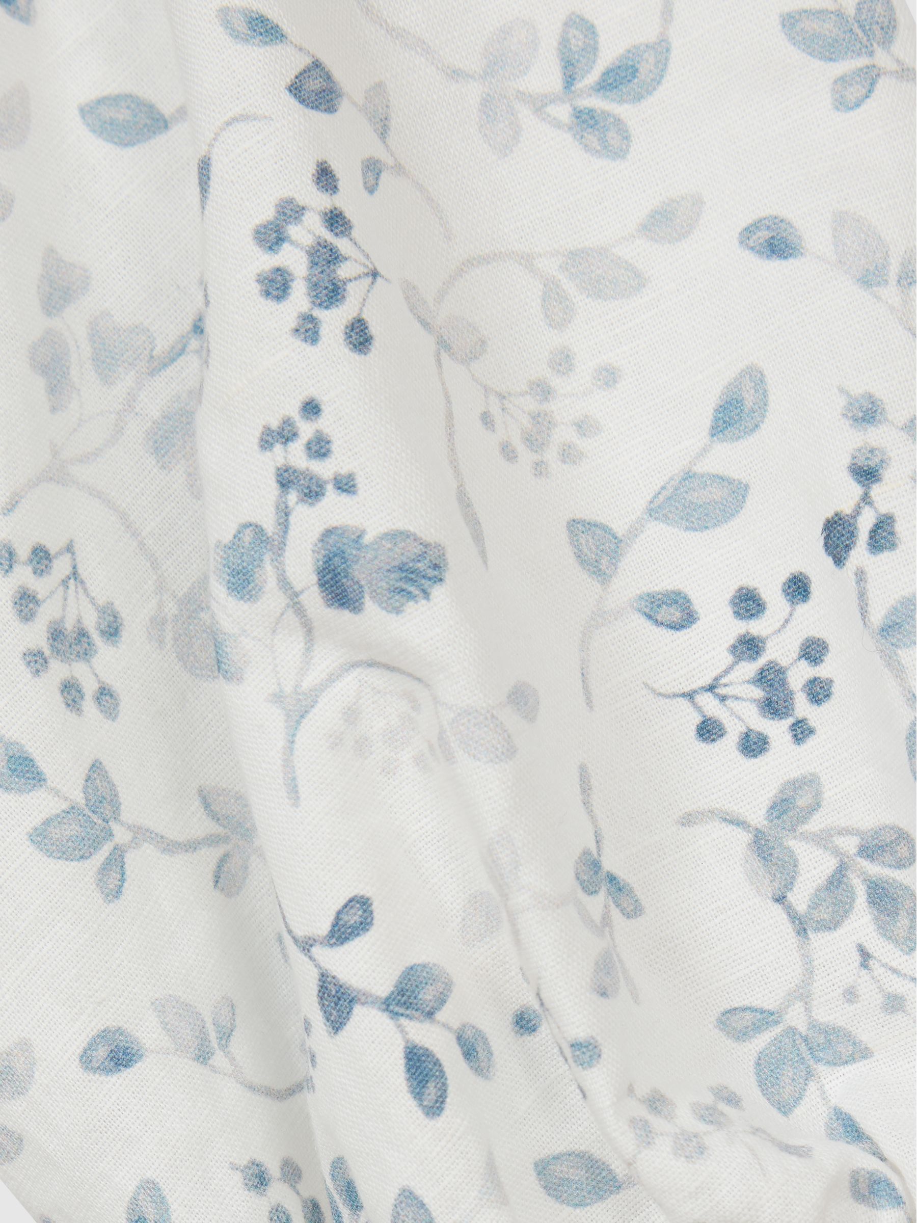 Puff Sleeve Cut Out Back Midi Dress in Blue Print - Image 6 of 6