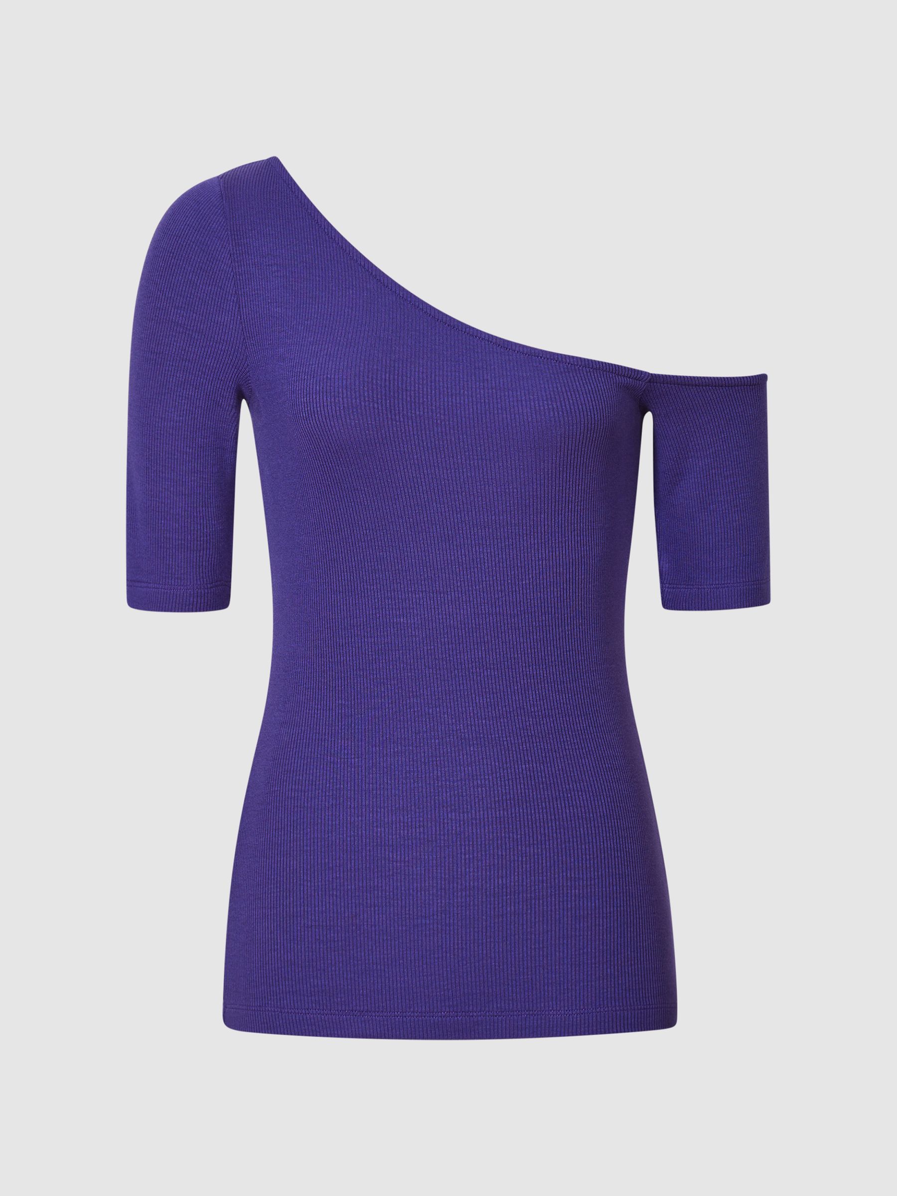 Off Shoulder Asymmetric Top in Purple - Image 2 of 6