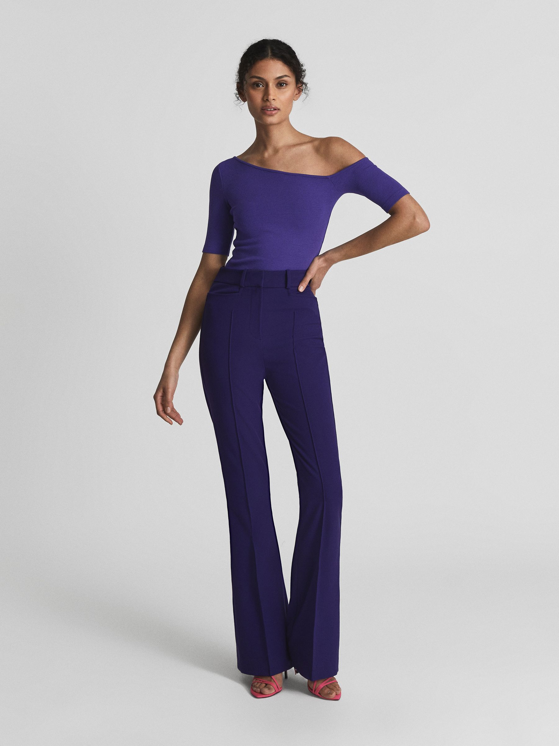Off Shoulder Asymmetric Top in Purple - Image 3 of 6