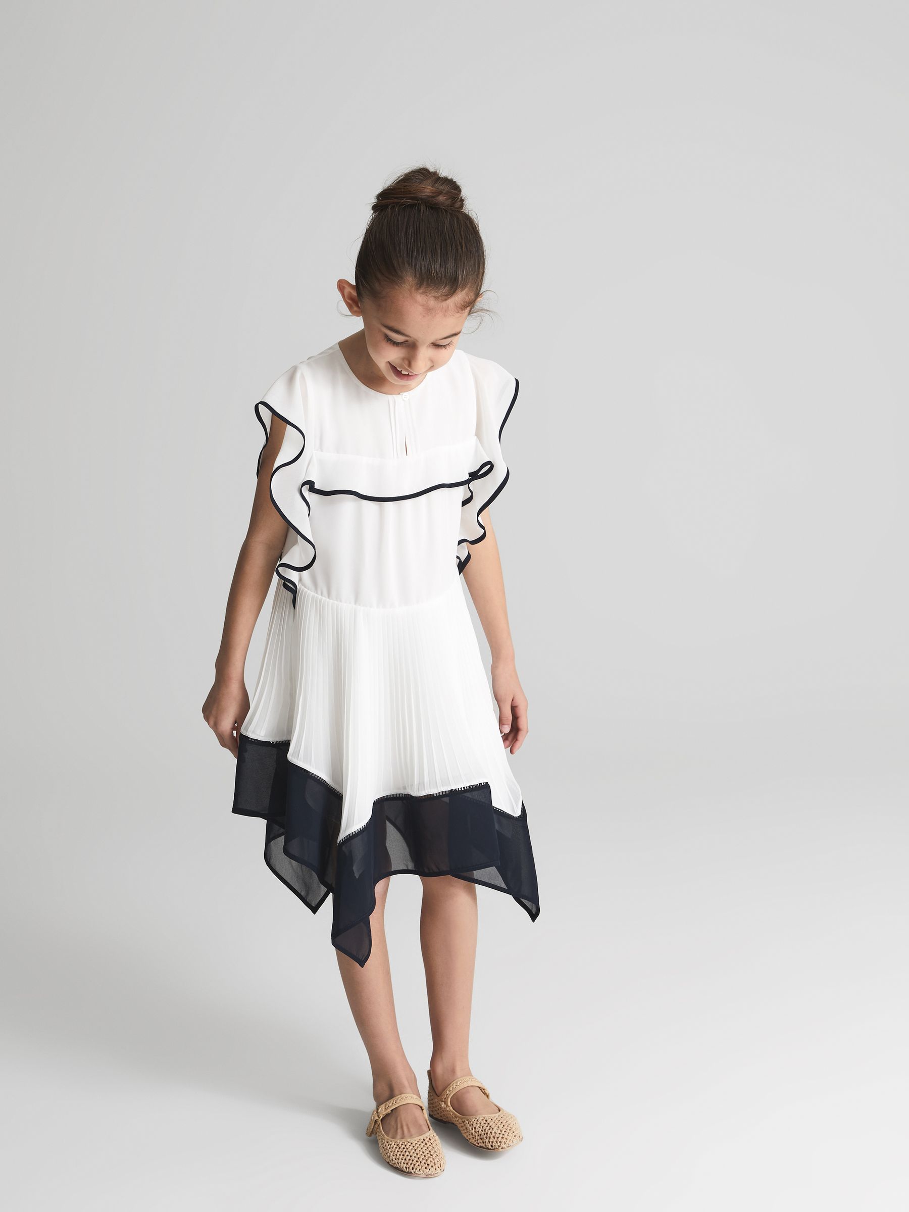 Dip Hem Dress in Ivory - Image 1 of 6