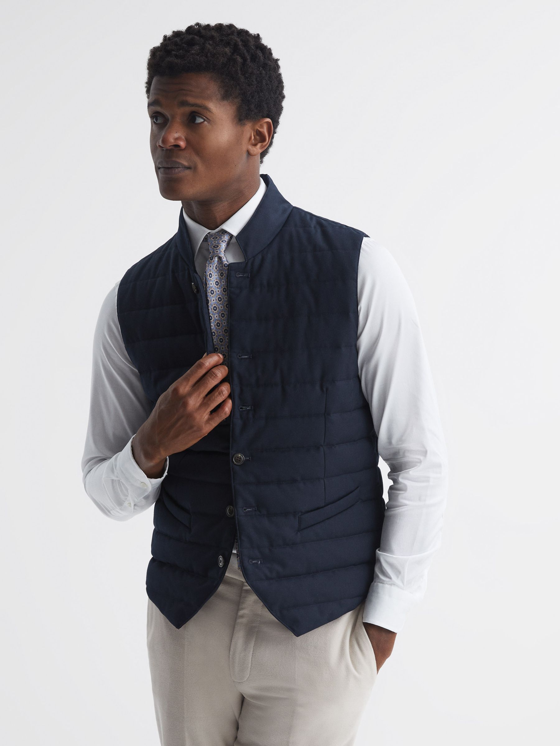 Quilted Gilet in Navy - Image 1 of 6