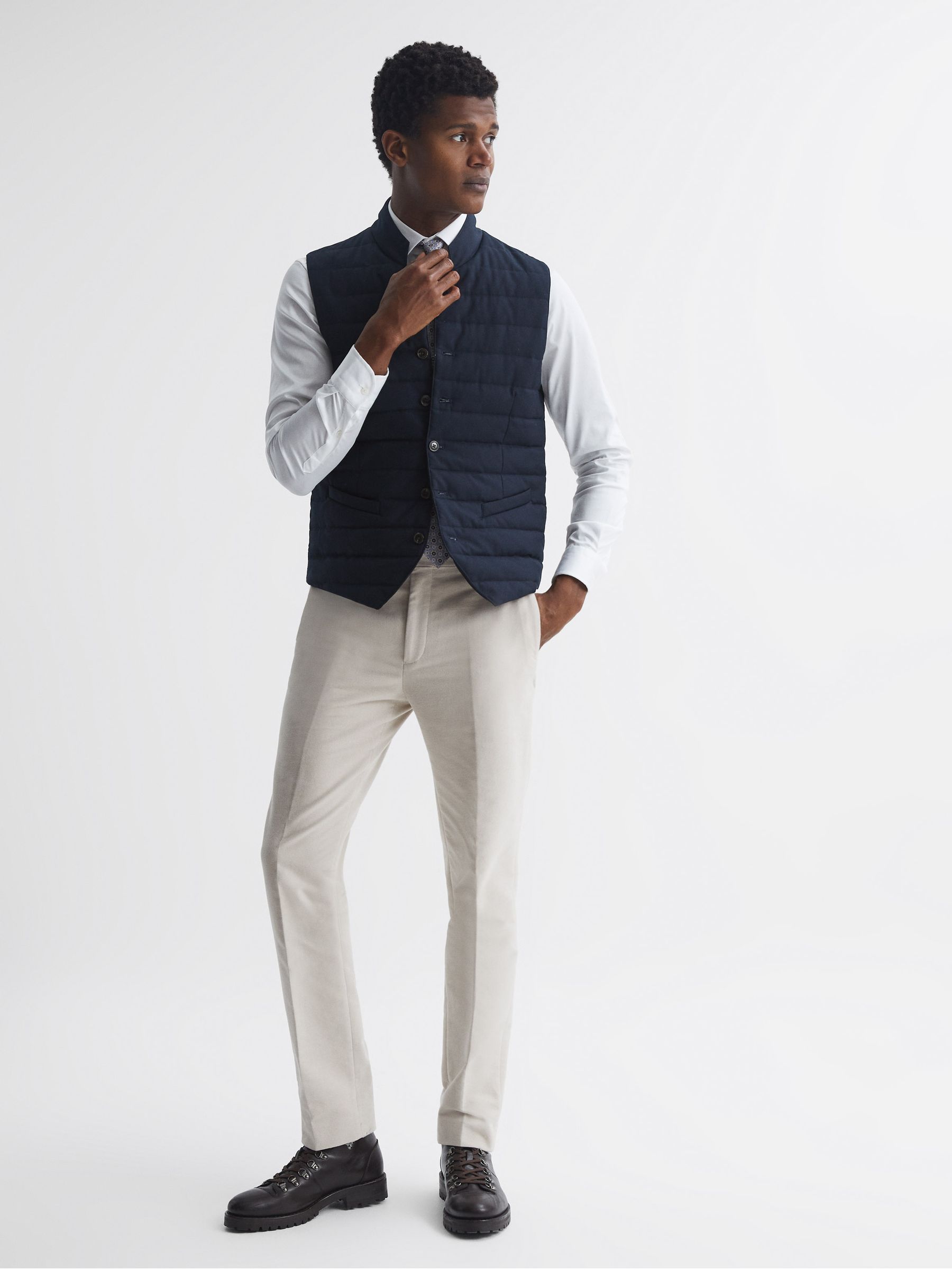 Quilted Gilet in Navy - Image 3 of 6