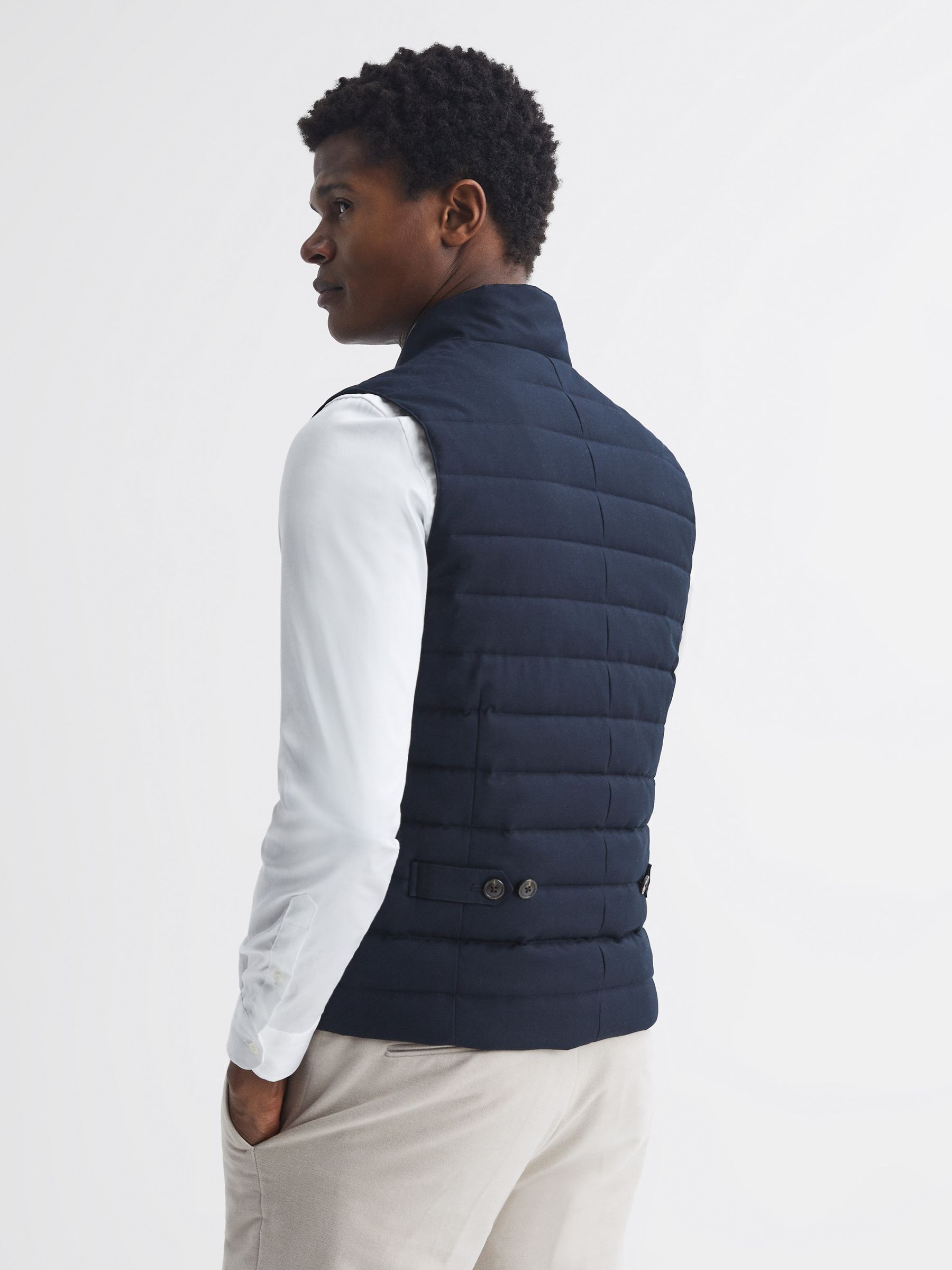 Quilted Gilet in Navy - Image 5 of 6