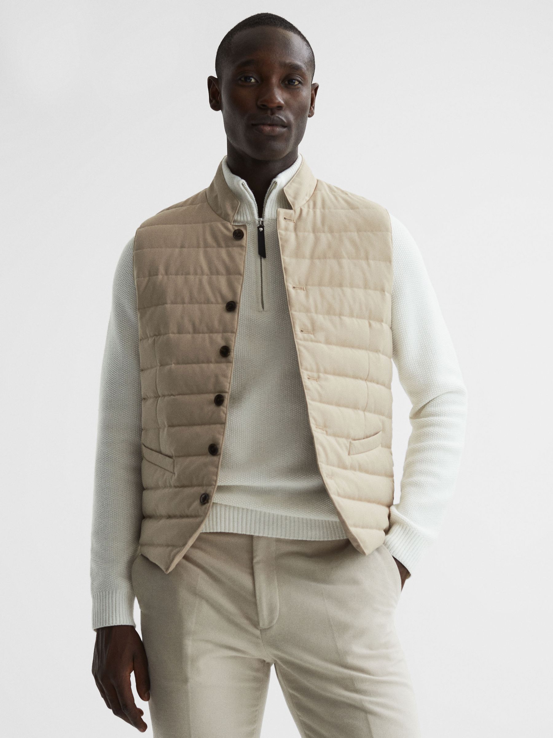 Quilted Gilet in Stone - Image 1 of 7