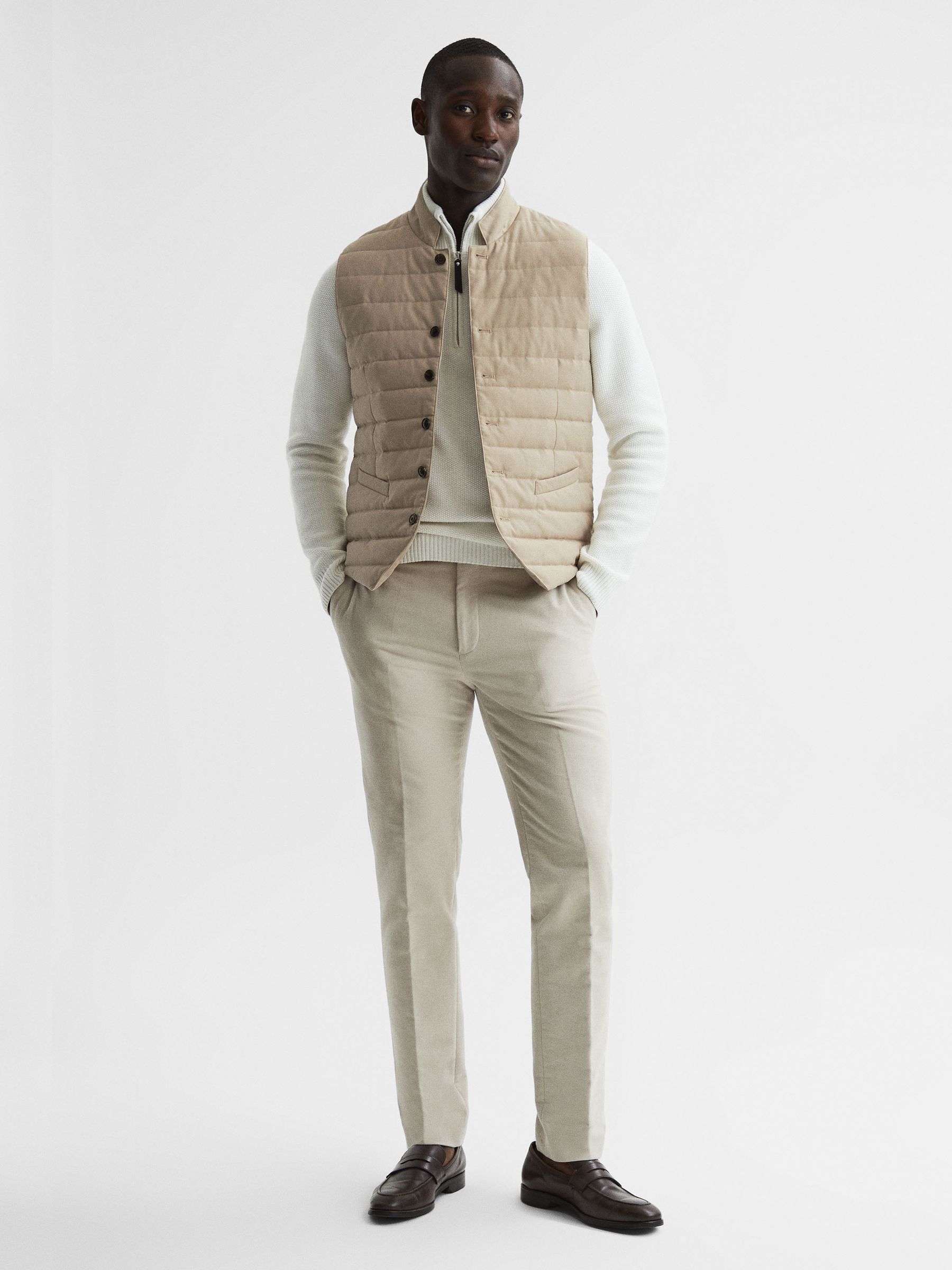 Quilted Gilet in Stone - Image 3 of 7