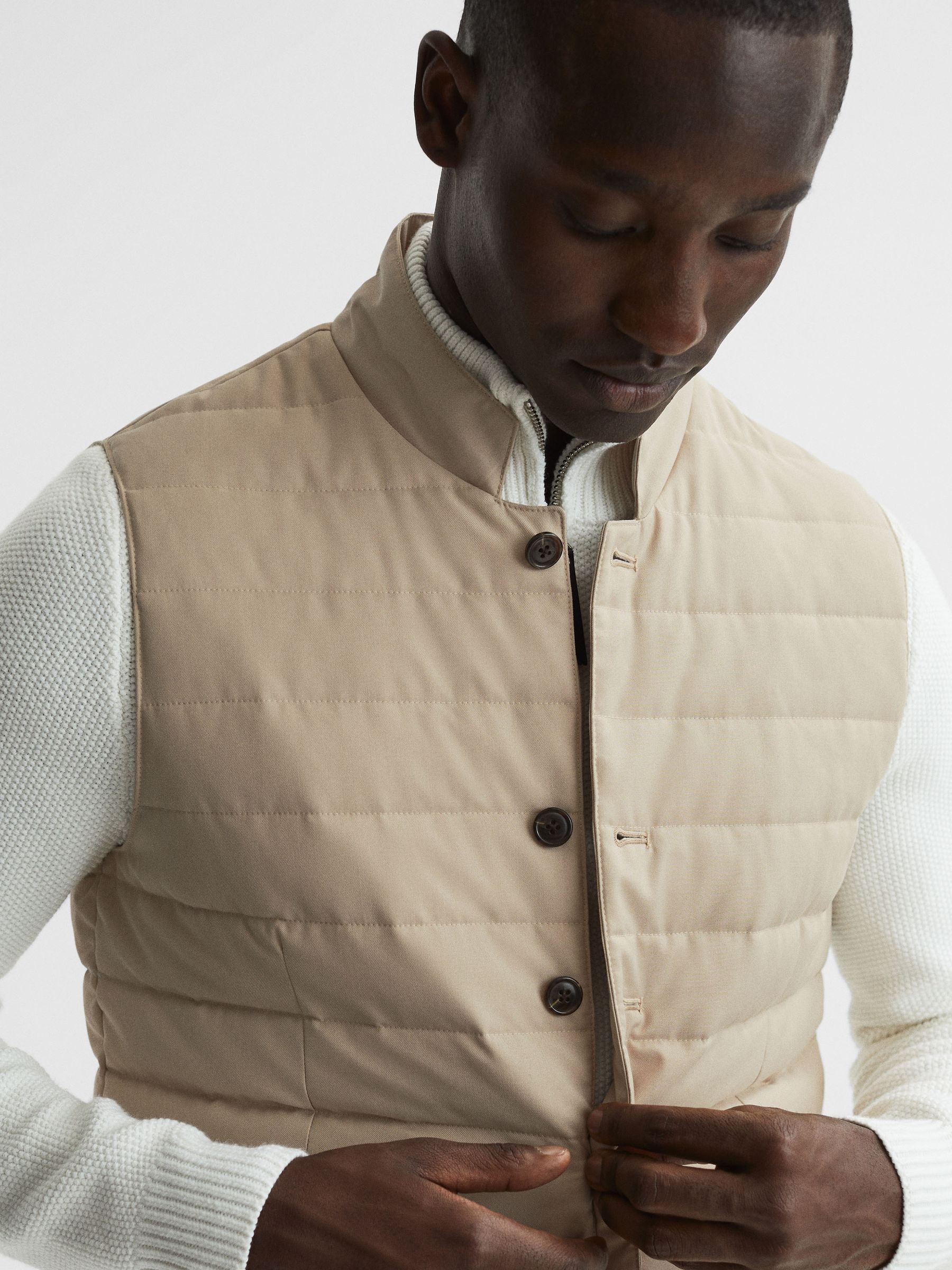 Quilted Gilet in Stone - Image 4 of 7