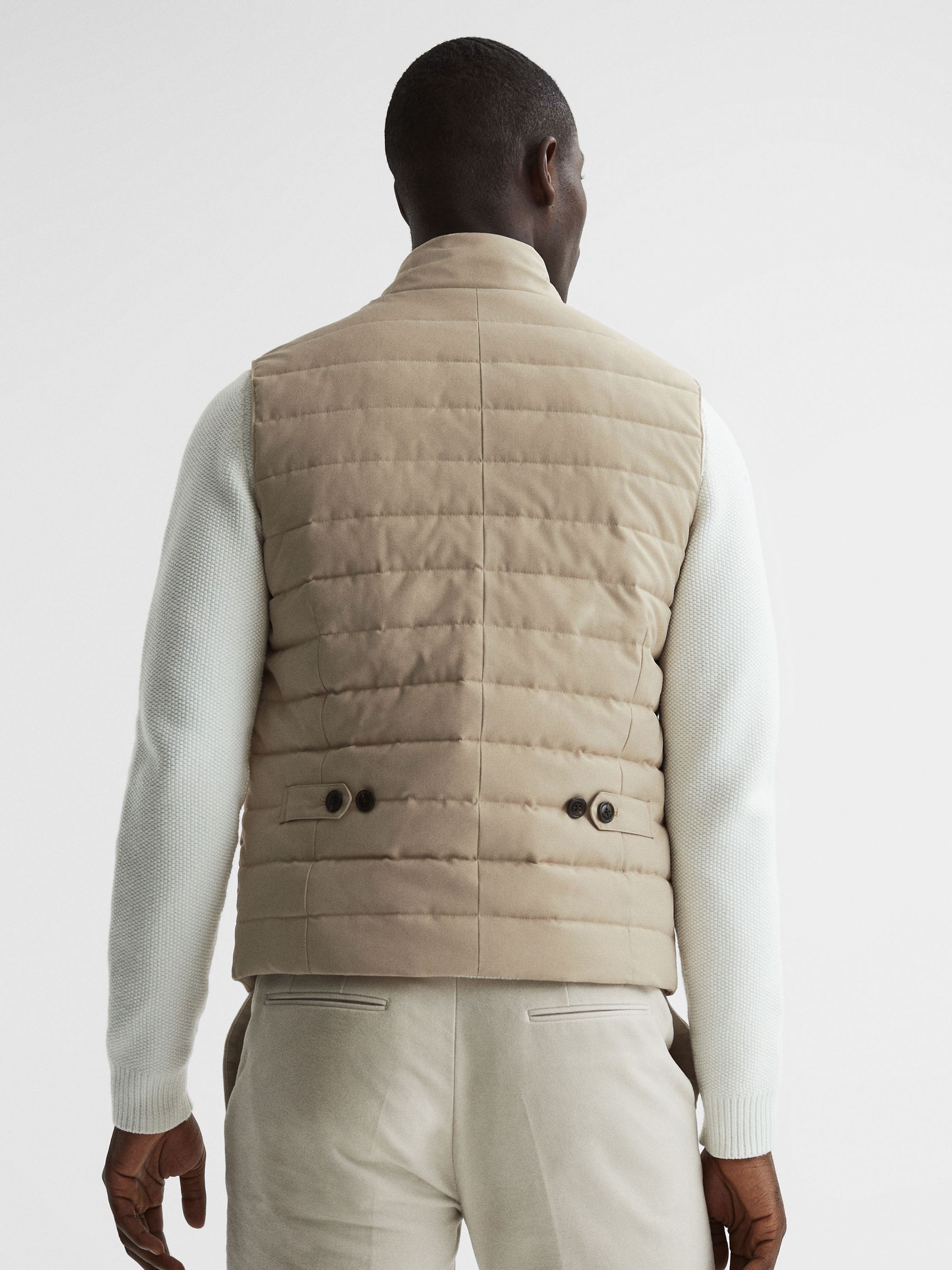 Quilted Gilet in Stone - Image 5 of 7