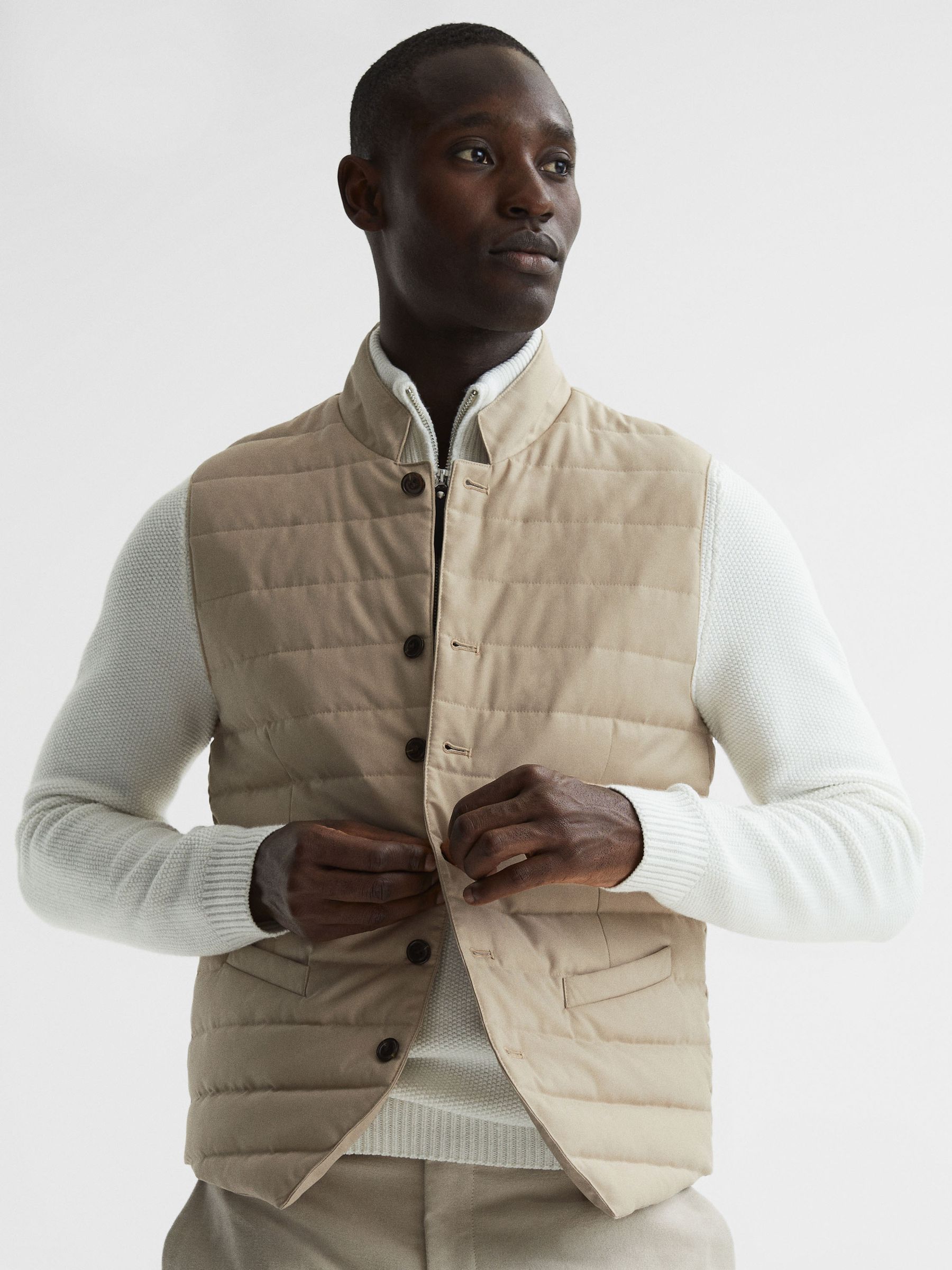 Quilted Gilet in Stone - Image 7 of 7
