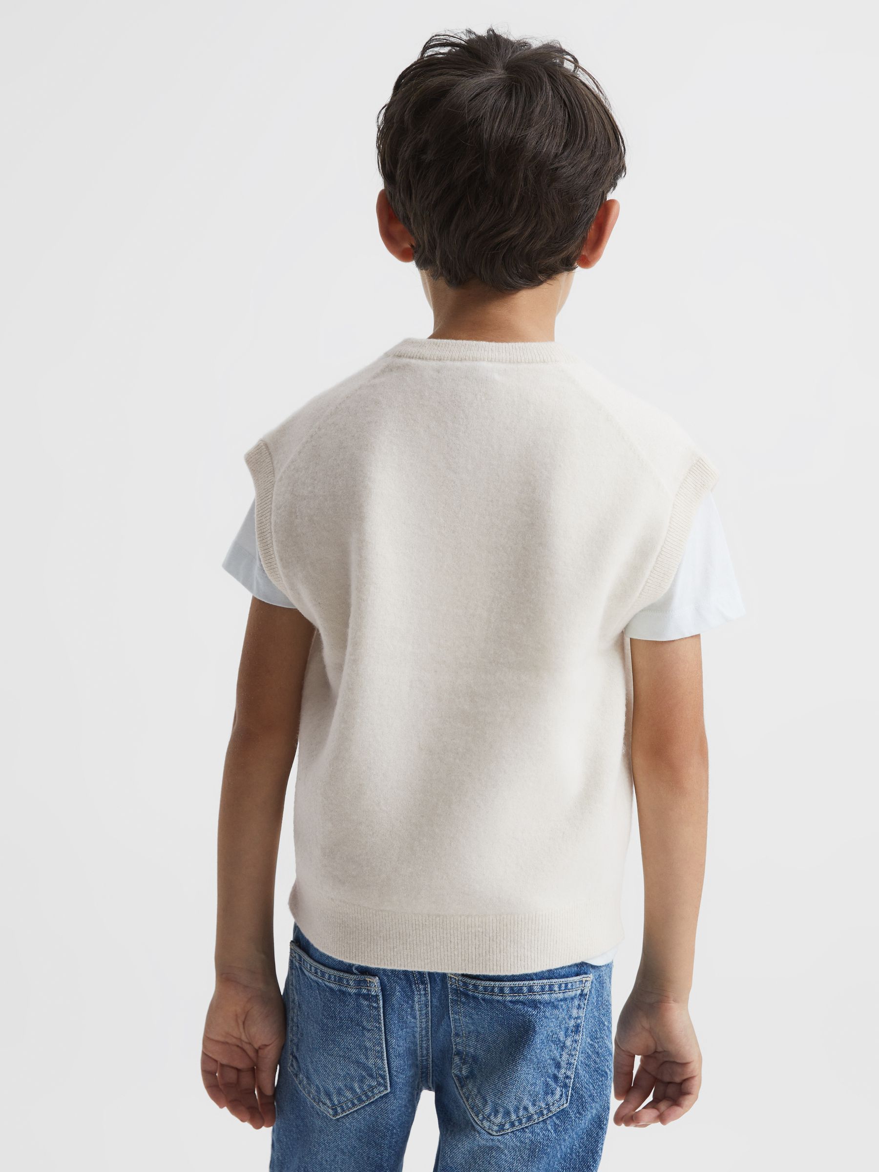 4-9 yrs Wool Blend Knitted Vest in Ecru - Image 5 of 7