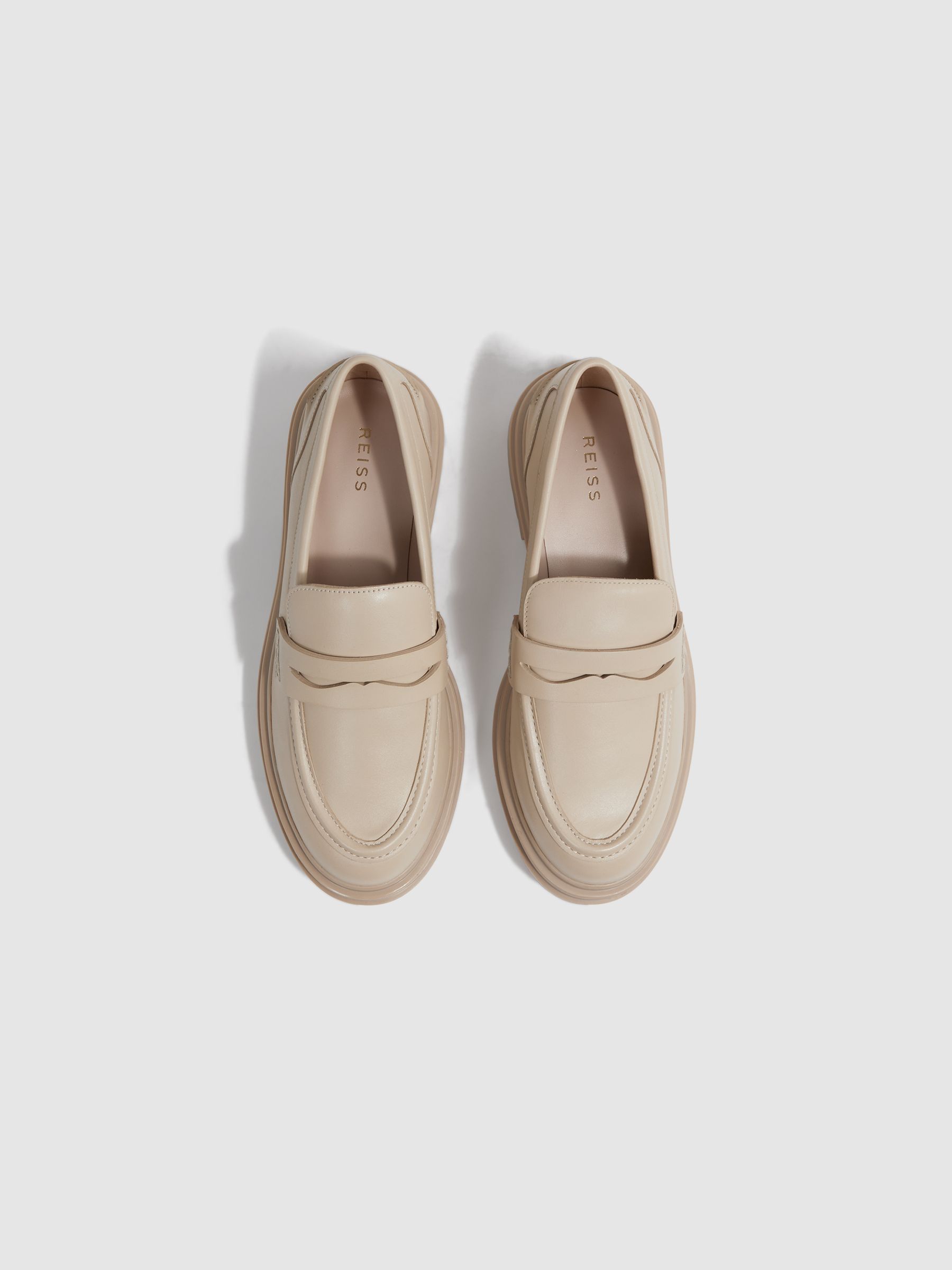 Leather Chunky Cleated Loafers in Ecru - Image 3 of 5